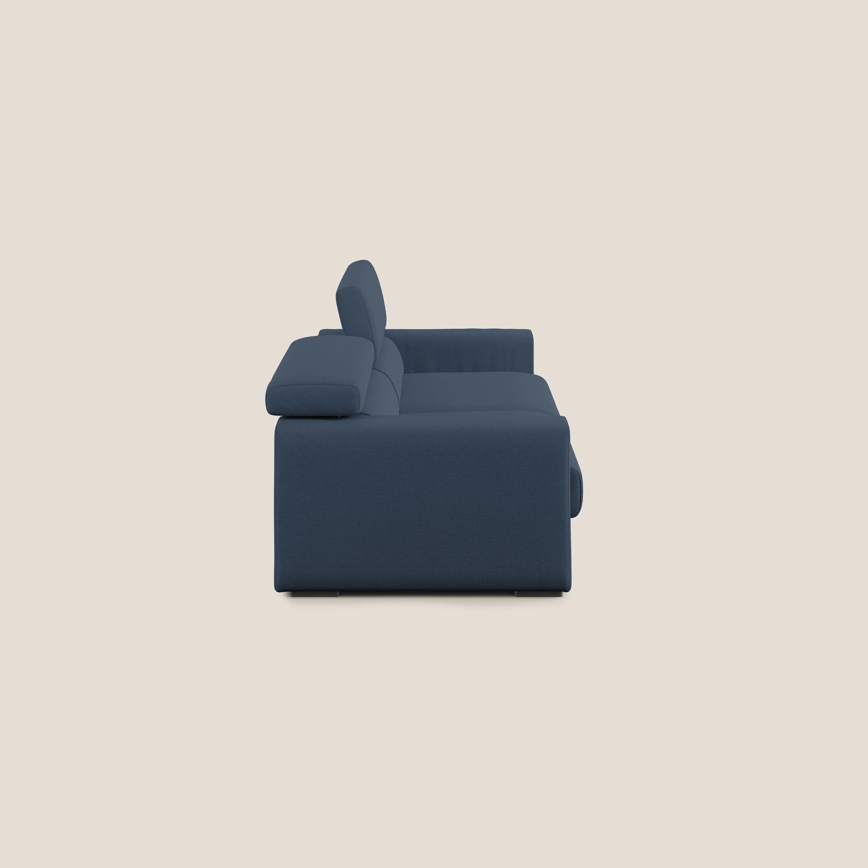 Dylan canapé avec pouf extractible en tissu flamme effet coton impermeabile T19 bleu - Image 4