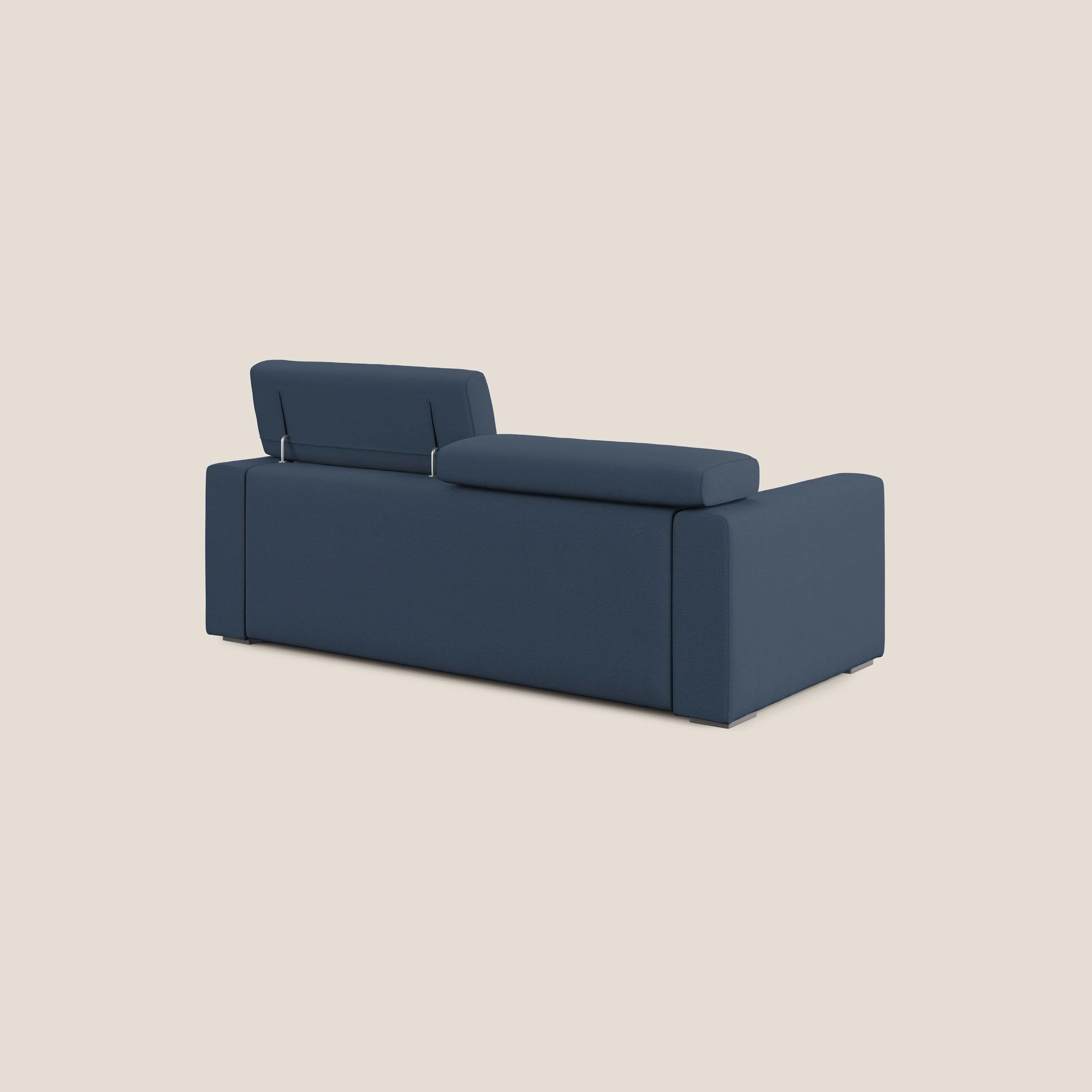 Dylan canapé avec pouf extractible en tissu flamme effet coton impermeabile T19 bleu - Image 5