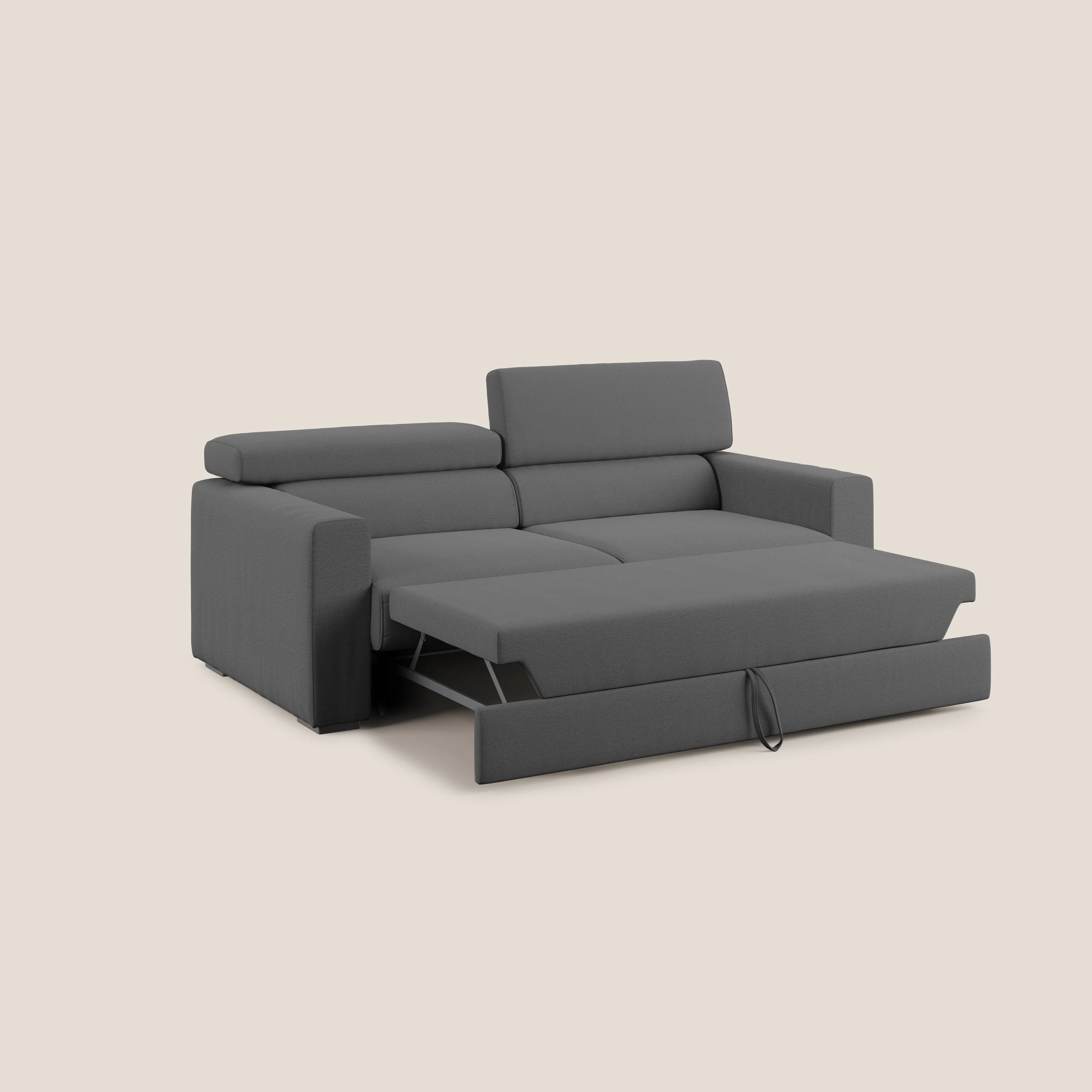 Dylan canapé avec pouf extractible en tissu flamme effet coton impermeabile T19 anthracite - Image 2