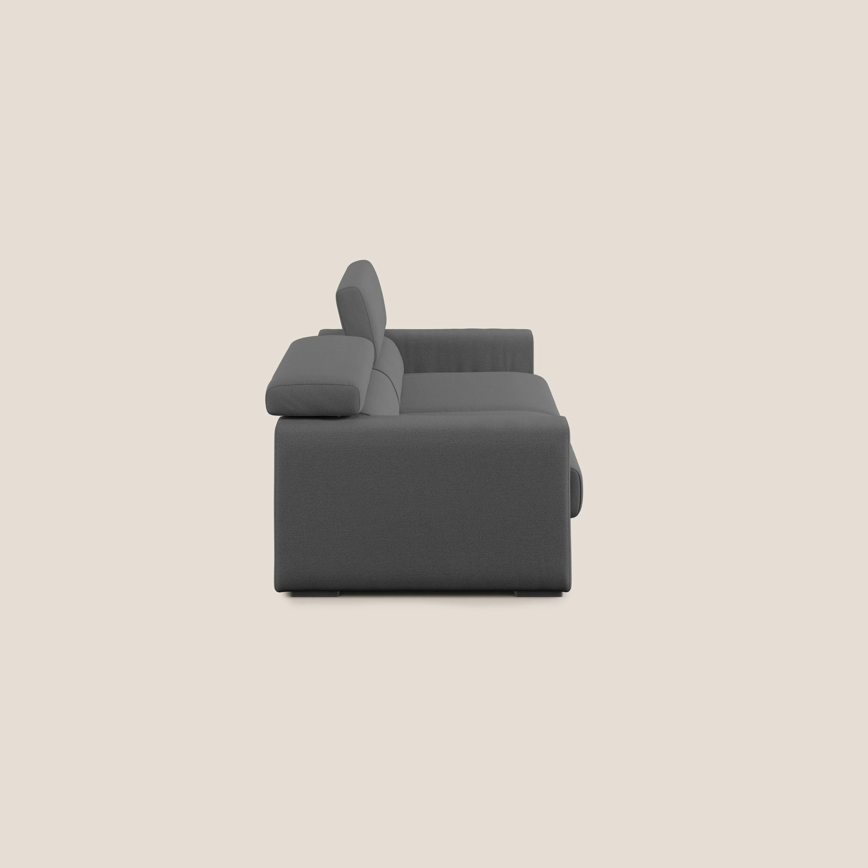 Dylan canapé avec pouf extractible en tissu flamme effet coton impermeabile T19 anthracite - Image 4