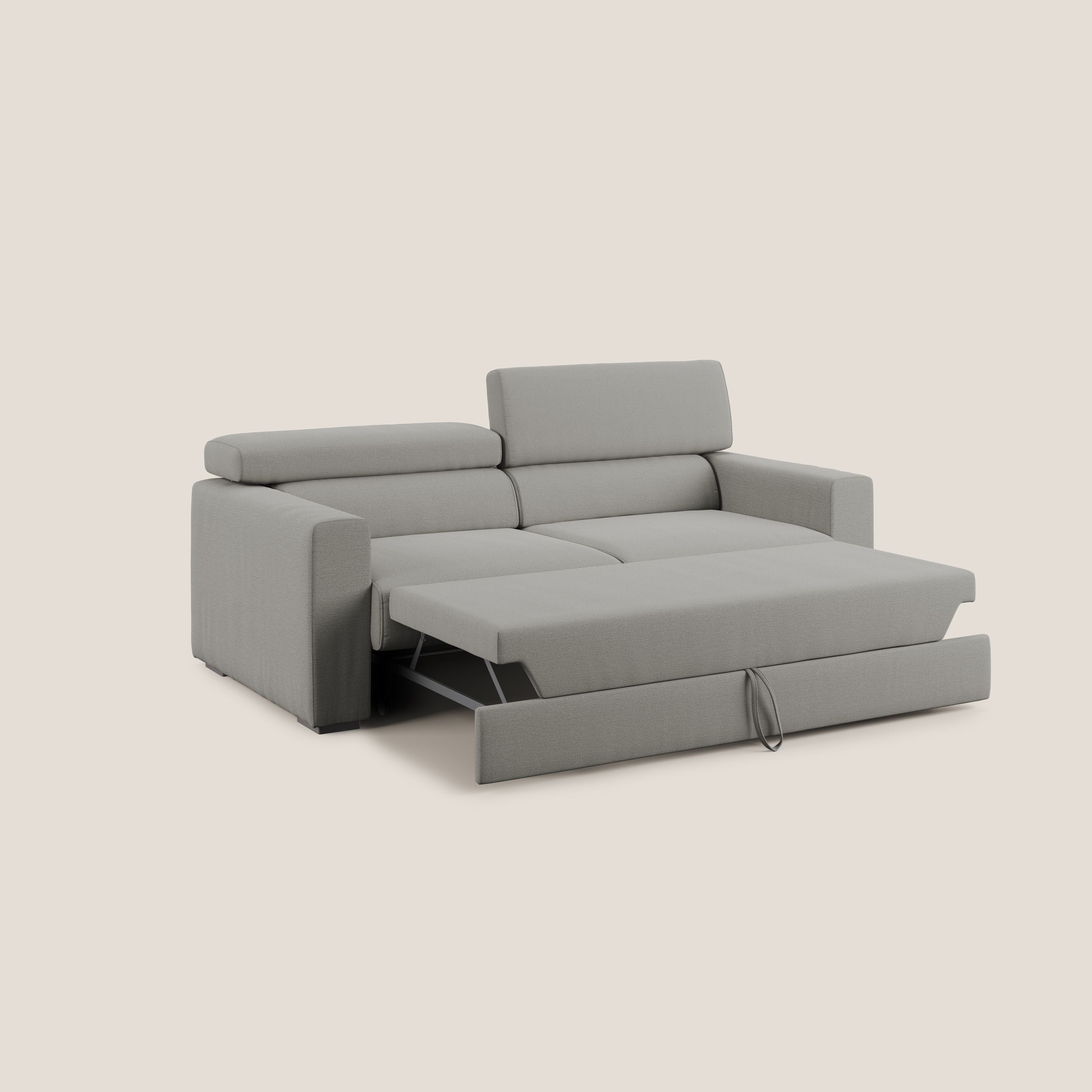 Dylan canapé avec pouf extractible en tissu flamme effet coton impermeabile T19 beige - Image 4