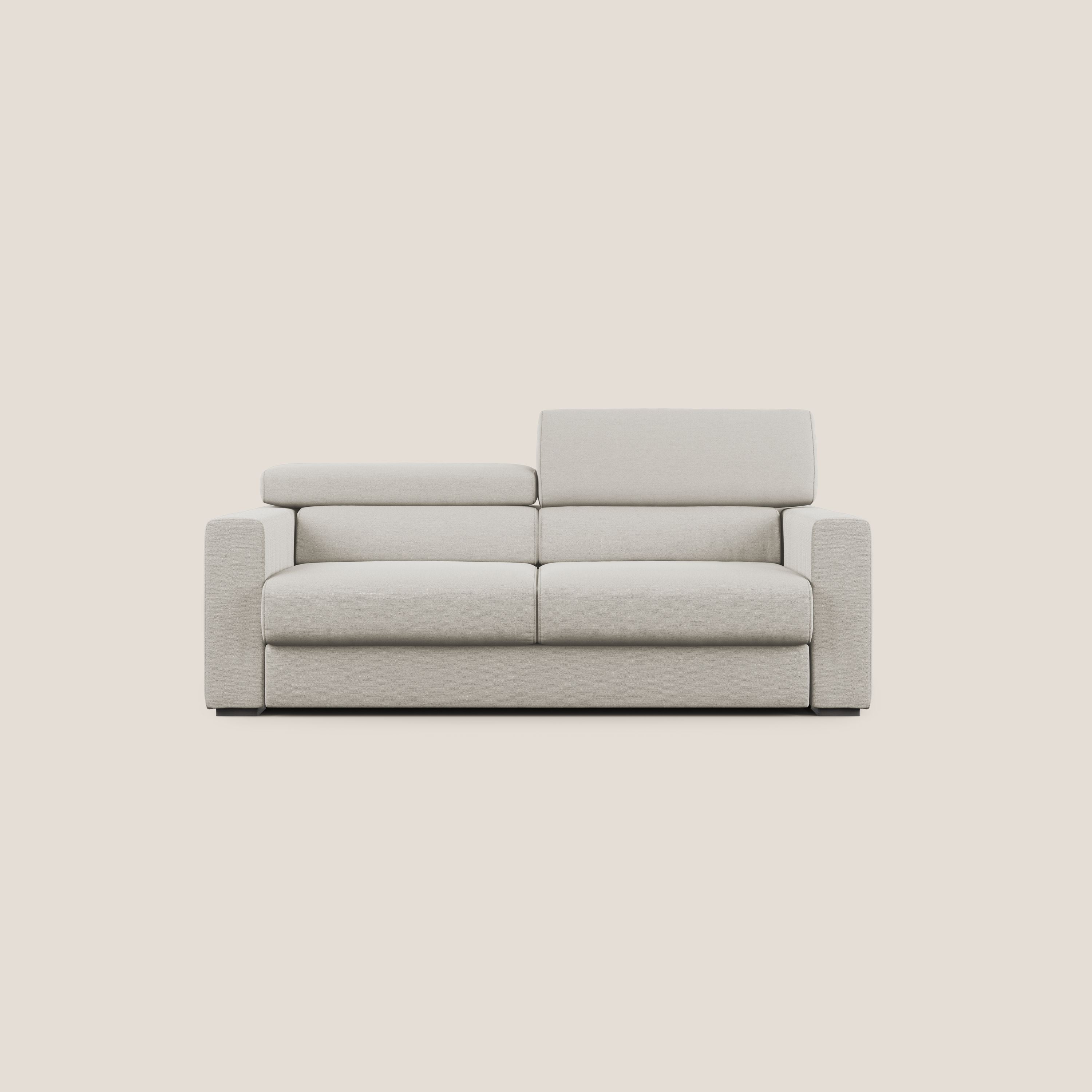 Dylan canapé avec pouf extractible en tissu flamme effet coton impermeabile T19 crème