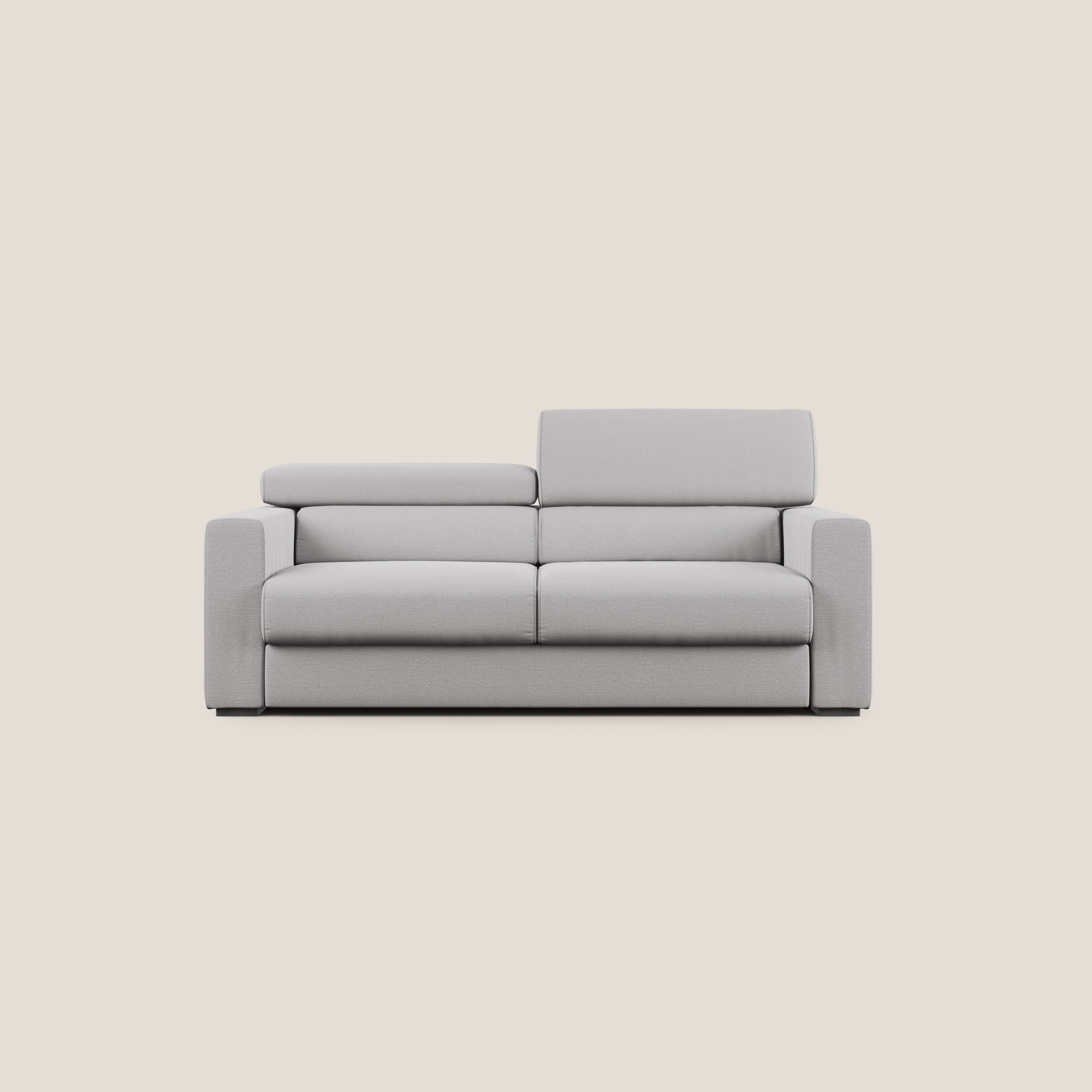 Dylan canapé avec pouf extractible en tissu flamme effet coton impermeabile T19 gris