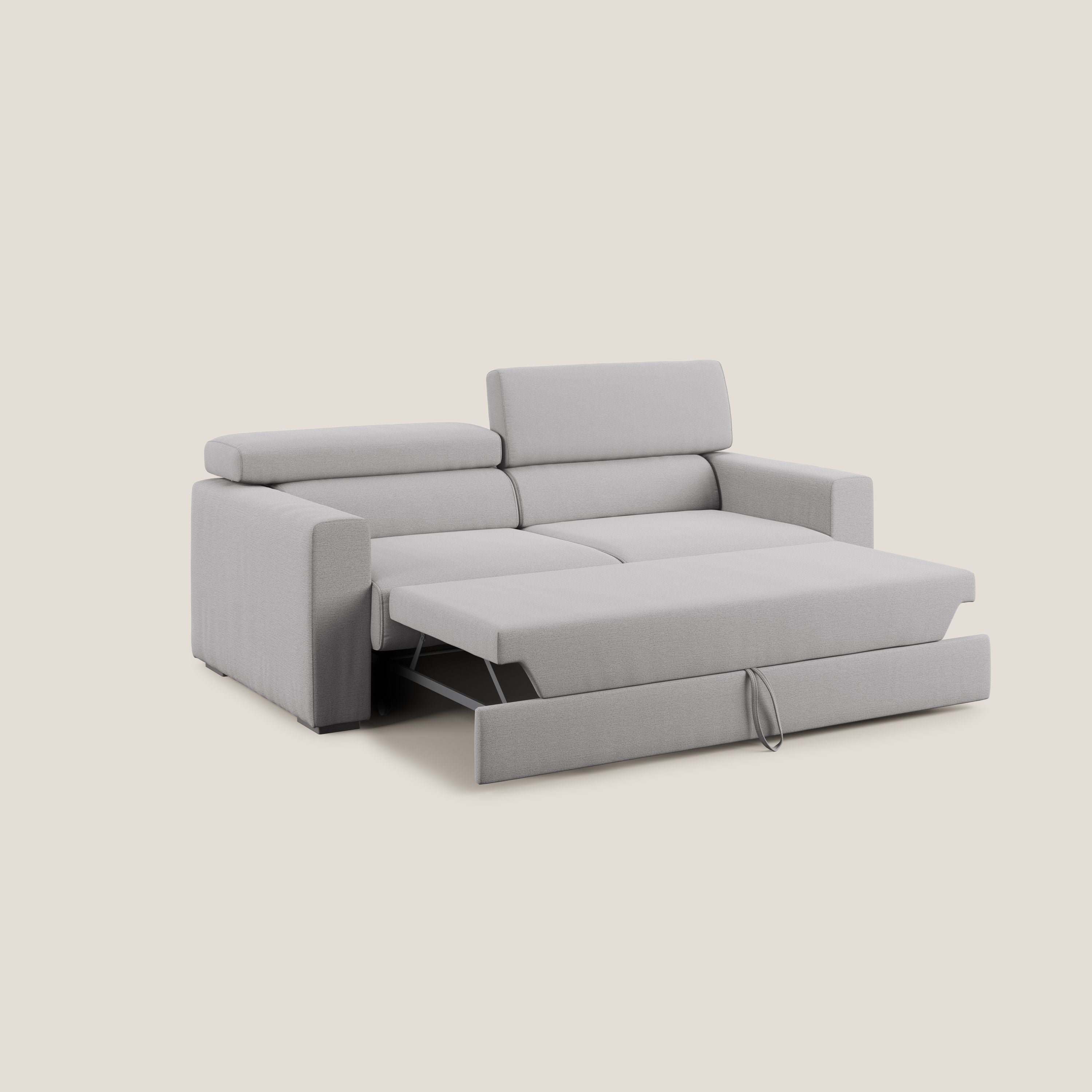 Dylan canapé avec pouf extractible en tissu flamme effet coton impermeabile T19 gris - Image 4