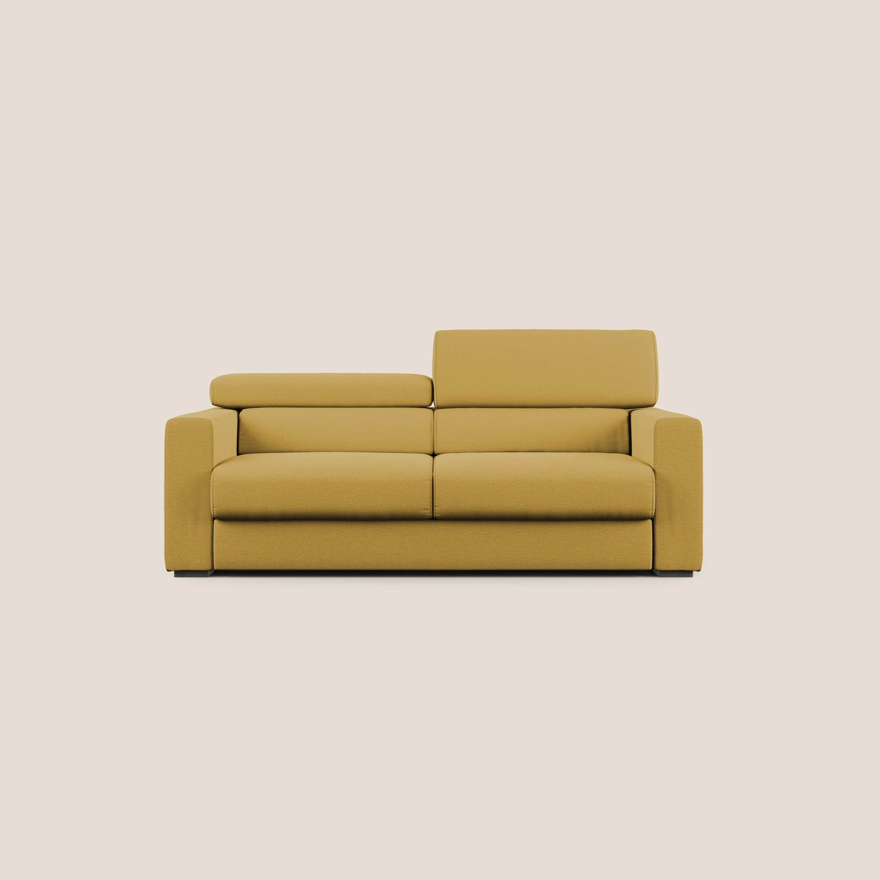 Dylan canapé avec pouf extractible en tissu flamme effet coton impermeabile T19 jaune