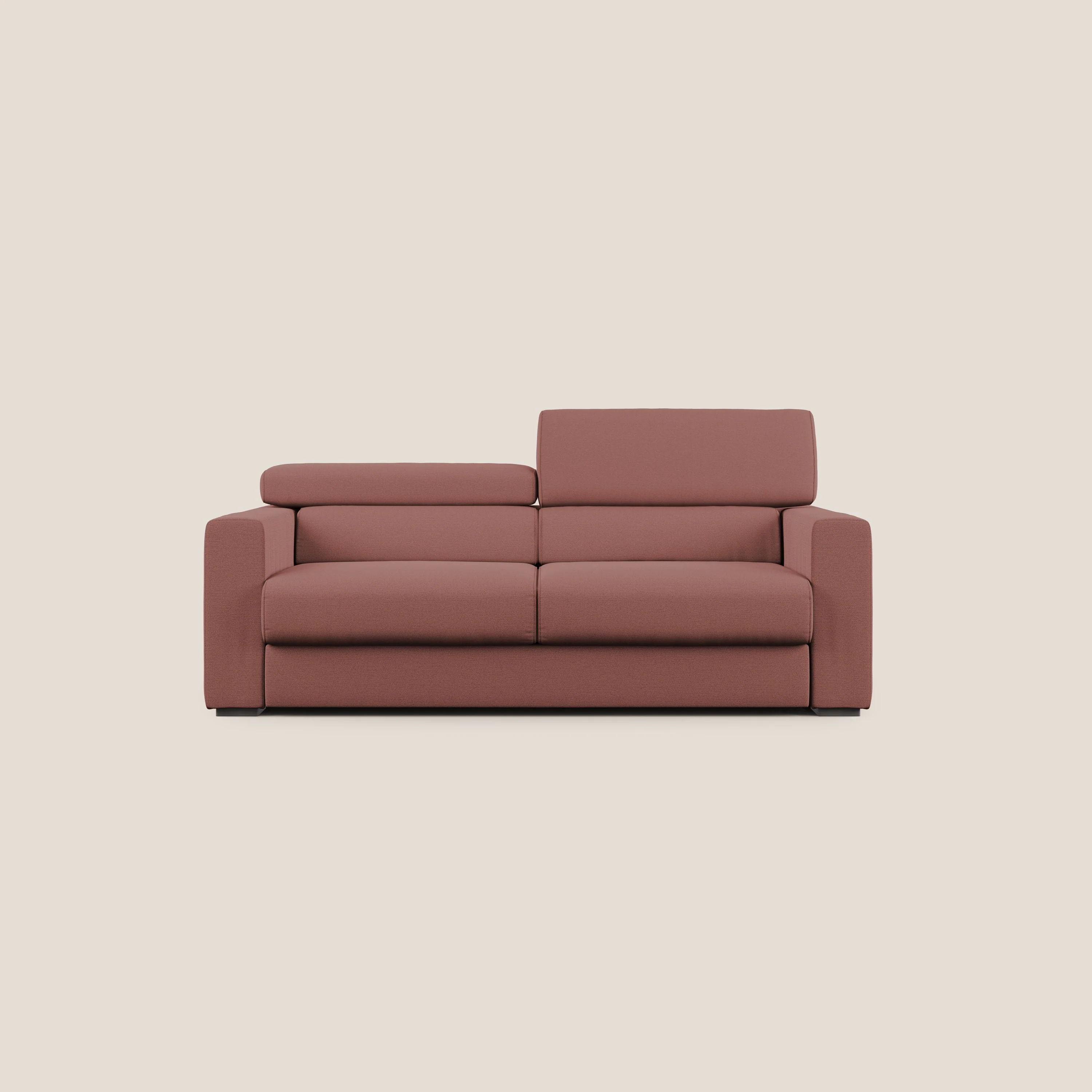 Dylan canapé avec pouf extractible en tissu flamme effet coton impermeabile T19 saumon