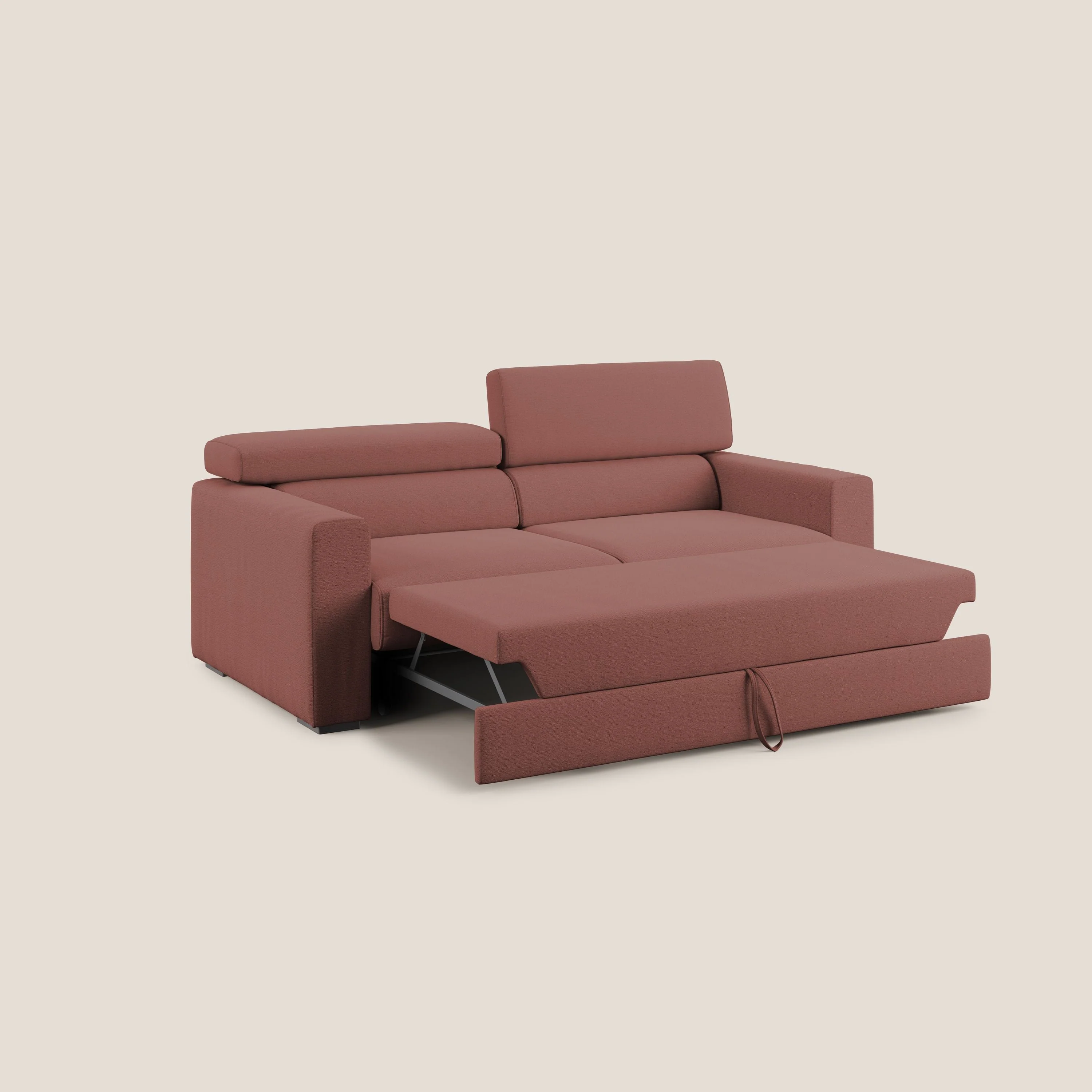 Dylan canapé avec pouf extractible en tissu flamme effet coton impermeabile T19 saumon - Image 2