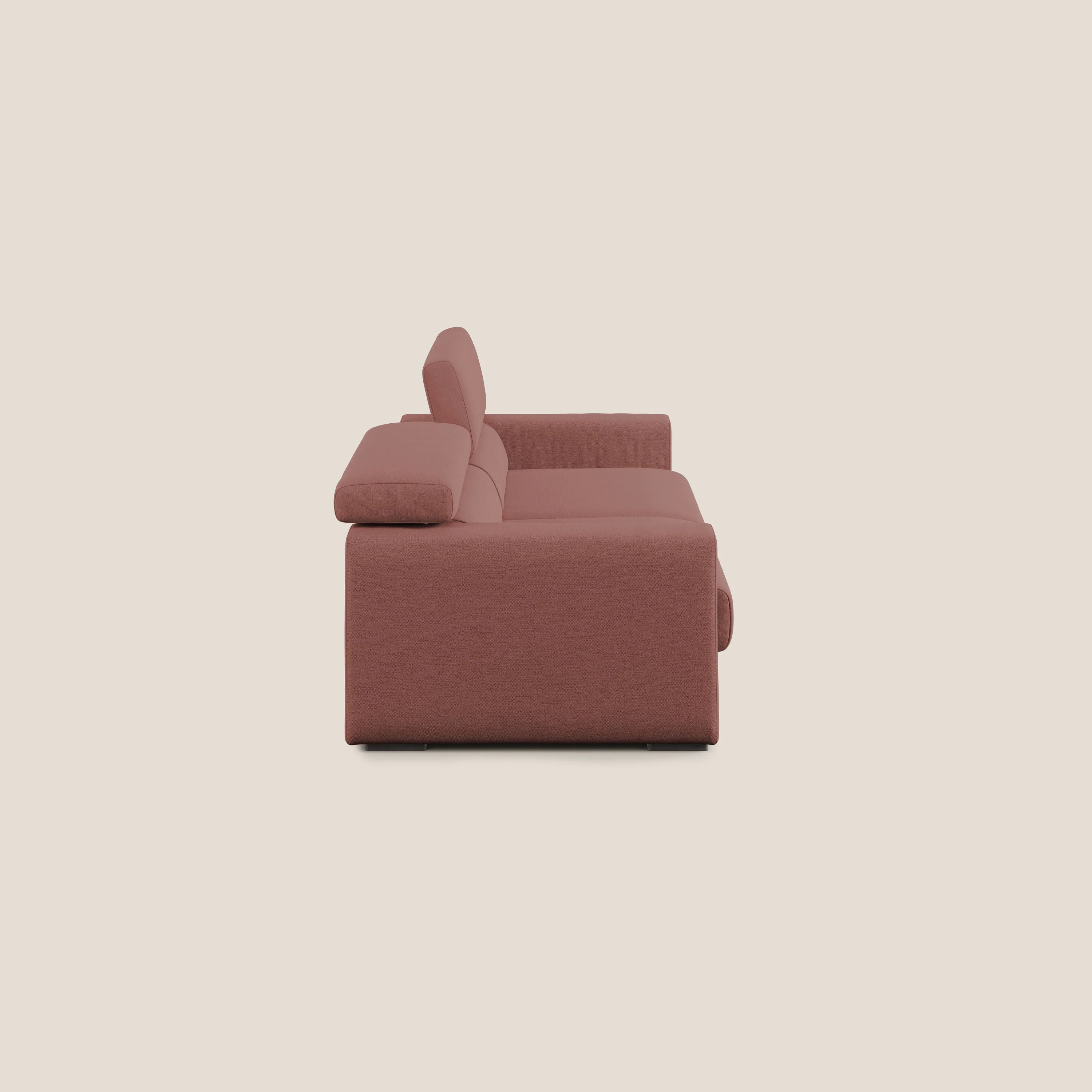 Dylan canapé avec pouf extractible en tissu flamme effet coton impermeabile T19 saumon - Image 4