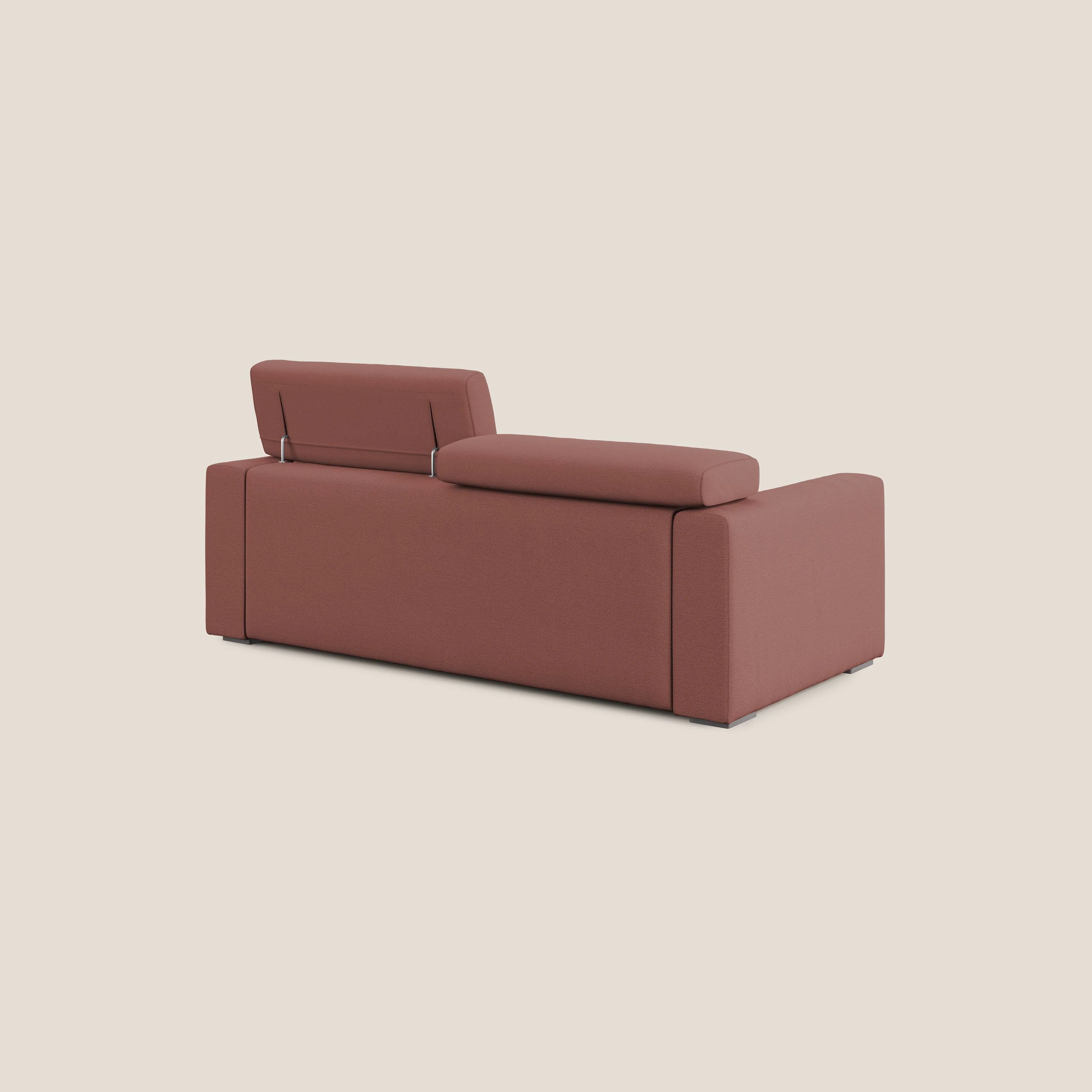 Dylan canapé avec pouf extractible en tissu flamme effet coton impermeabile T19 saumon - Image 5