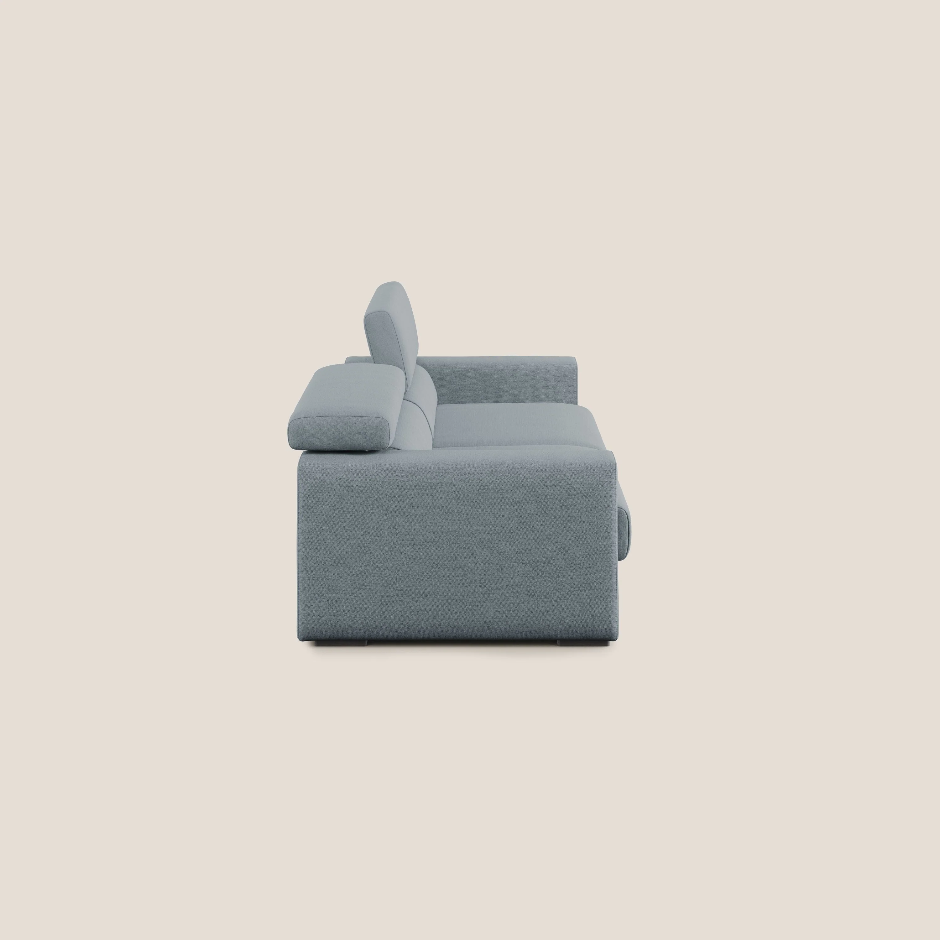 Dylan canapé avec pouf extractible en tissu flamme effet coton impermeabile T19 sucre glace - Image 4