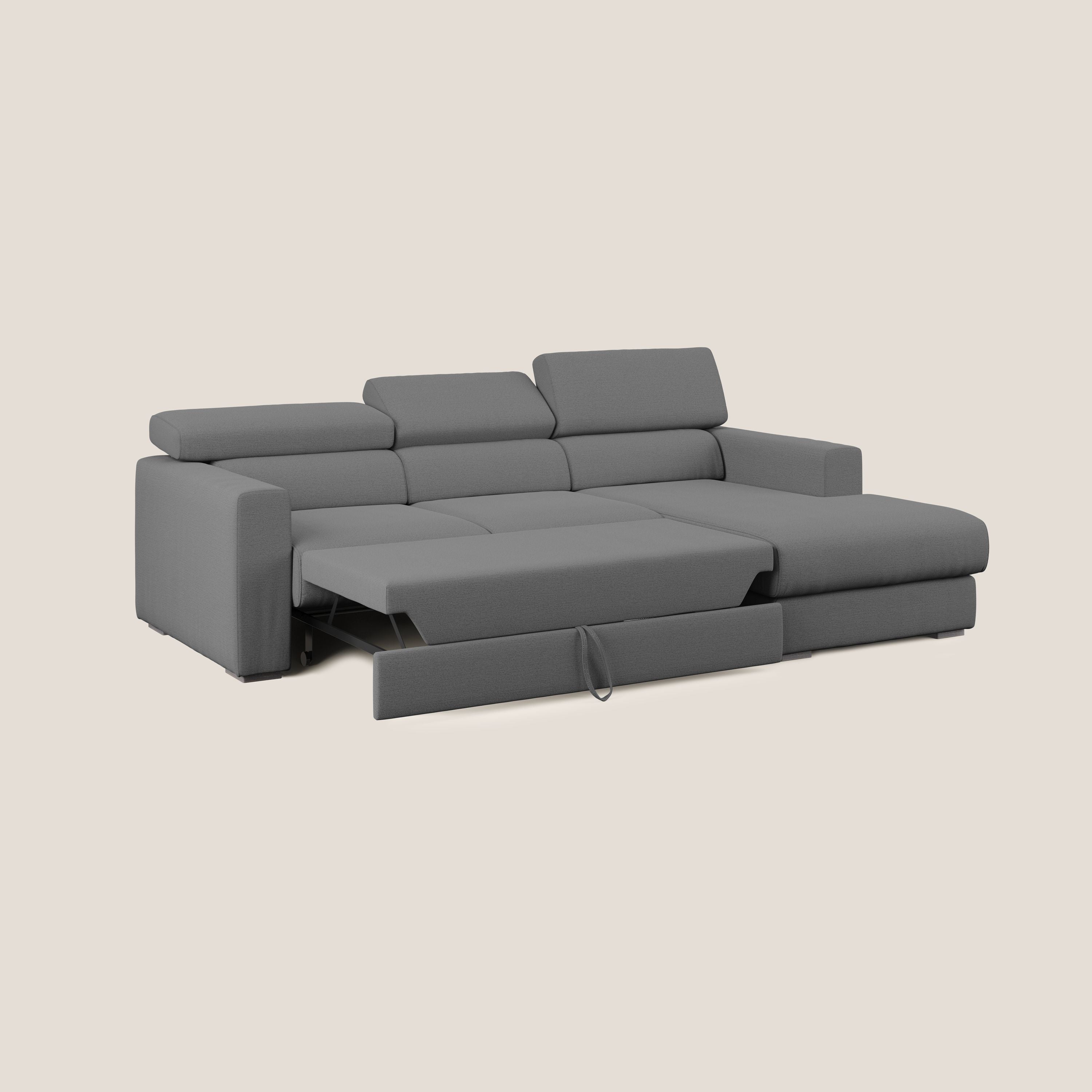 Dylan canapé d'angle avec méridienne et pouf extractible en tissu flammé effet coton imperméable T19 anthracite - Image 2
