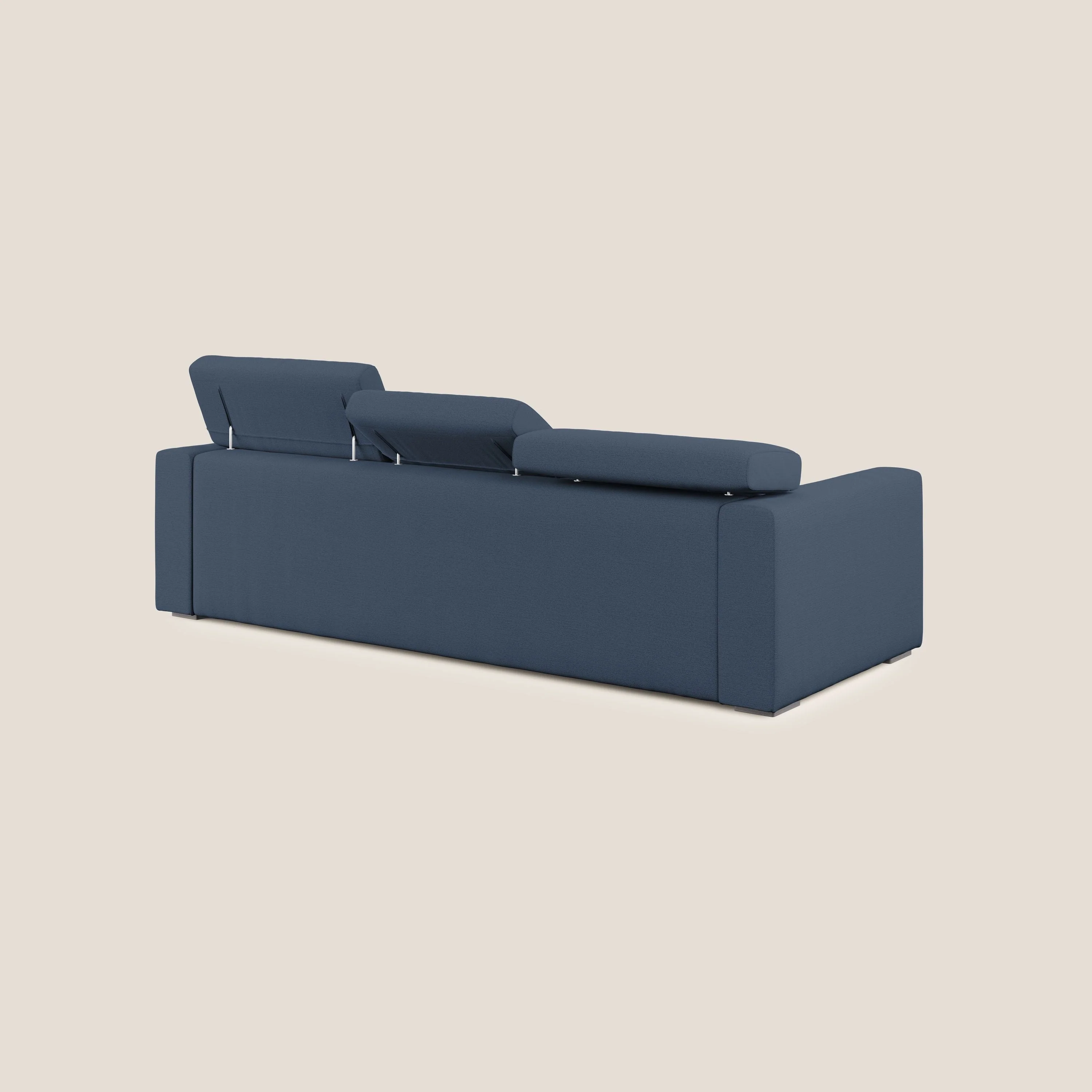 Dylan canapé d'angle avec méridienne et pouf extractible en tissu flammé effet coton imperméable T19 bleu - Image 5