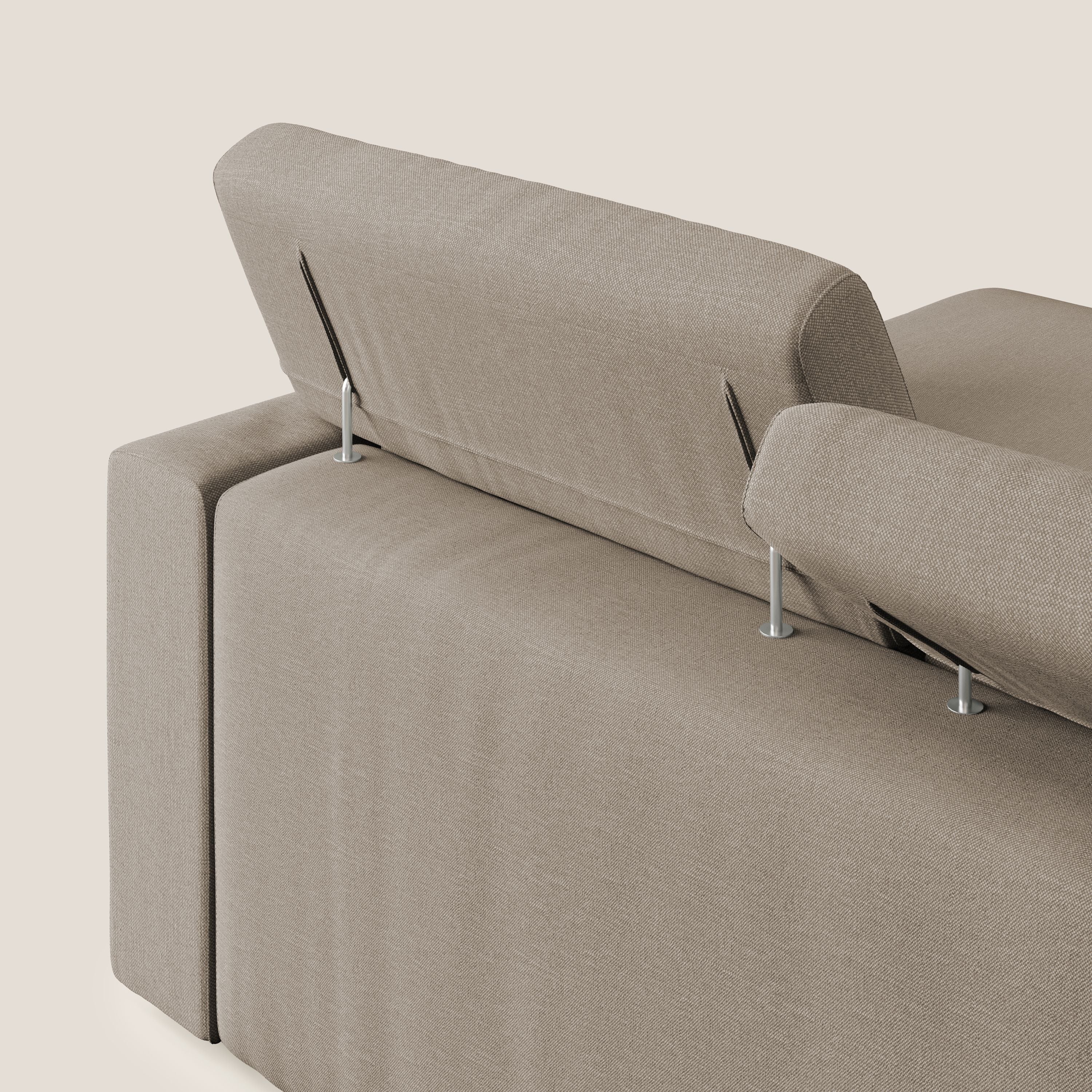 Dylan canapé d'angle avec méridienne et pouf extractible en tissu imperméable T13 beige - Image 10