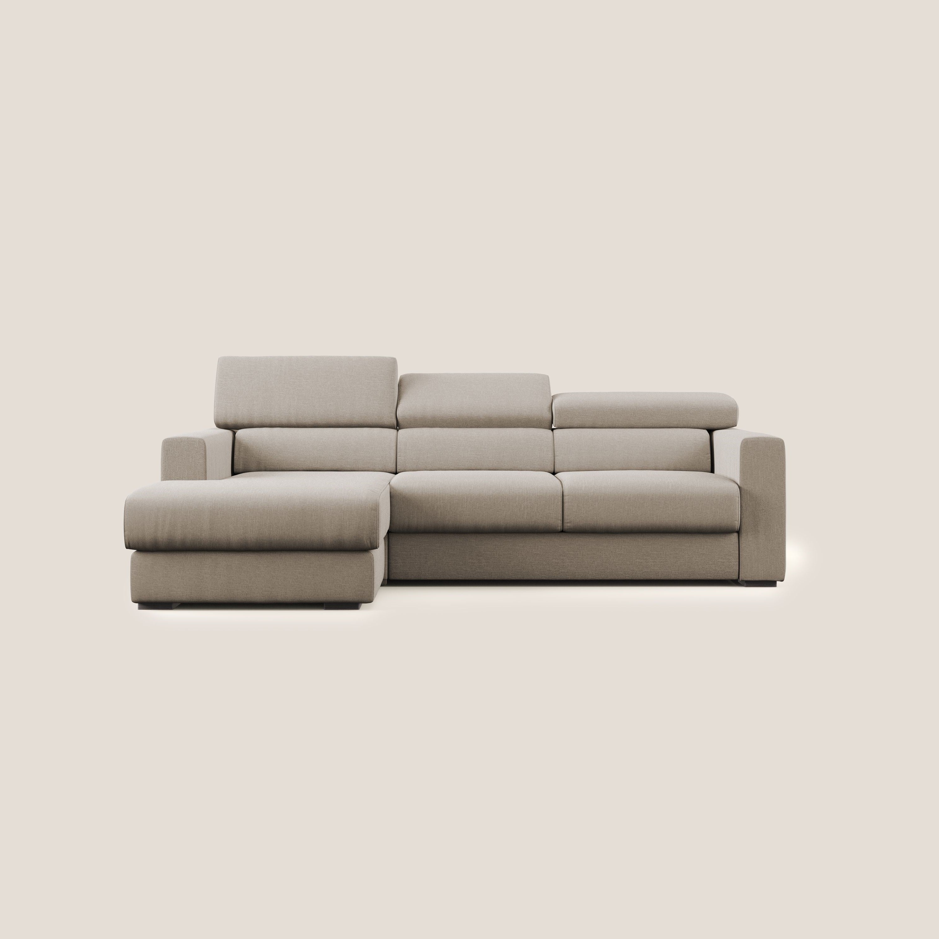 Dylan canapé d'angle avec méridienne et pouf extractible en tissu imperméable T13 beige - Image 12