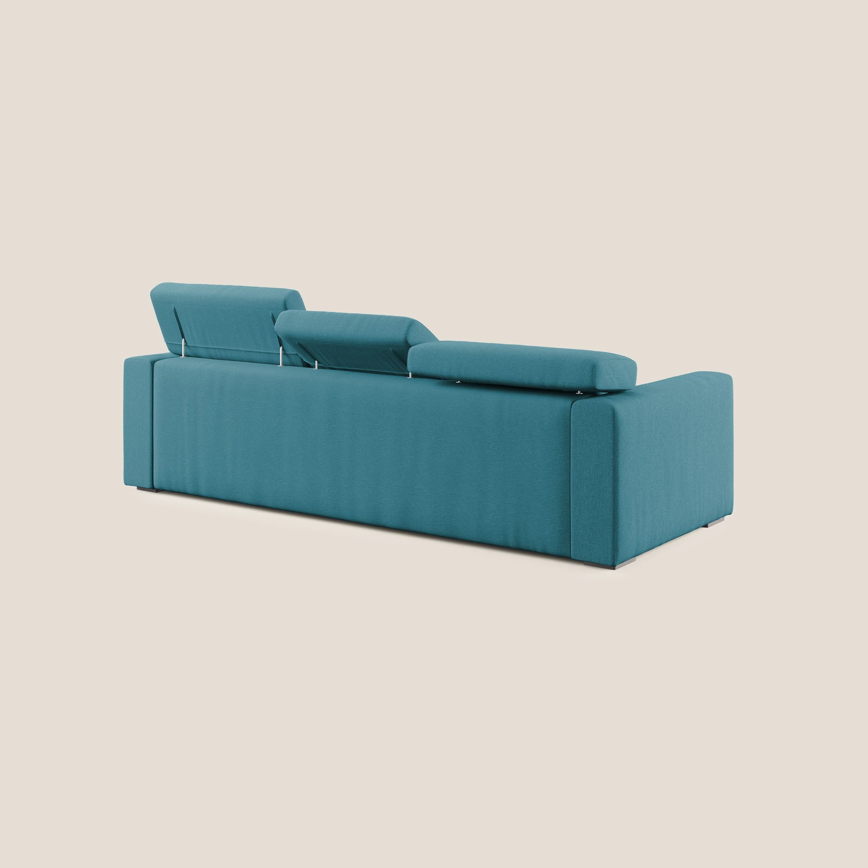 Dylan canapé d'angle avec méridienne et pouf extractible en tissu imperméable T13 bleu ciel - Image 6