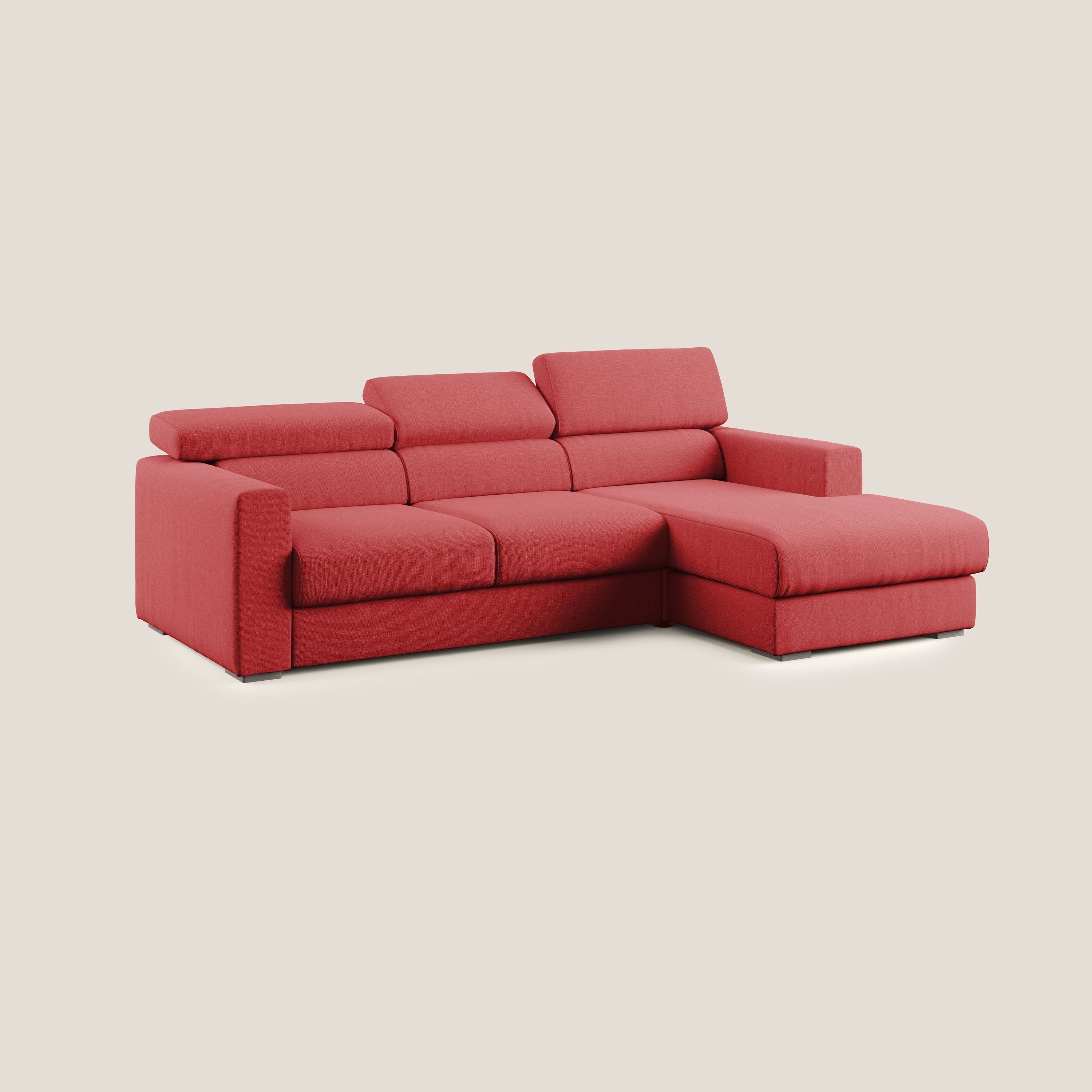 Dylan canapé d'angle avec méridienne et pouf extractible en tissu imperméable T13 rouge - Image 3