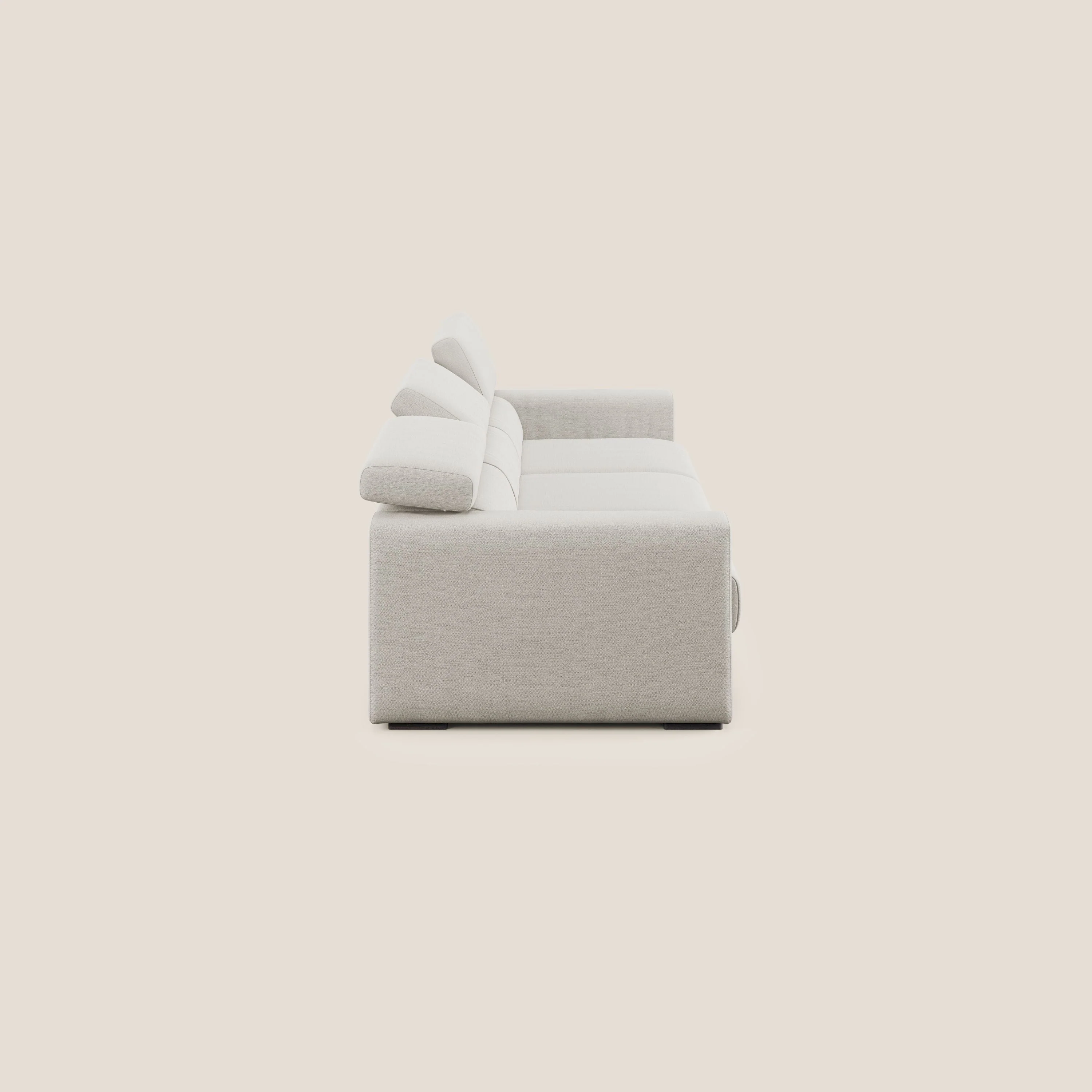Dylan canapé avec pouf extractible à 3 assises en tissu flamme effet coton impermeabile T19 crème - Image 4
