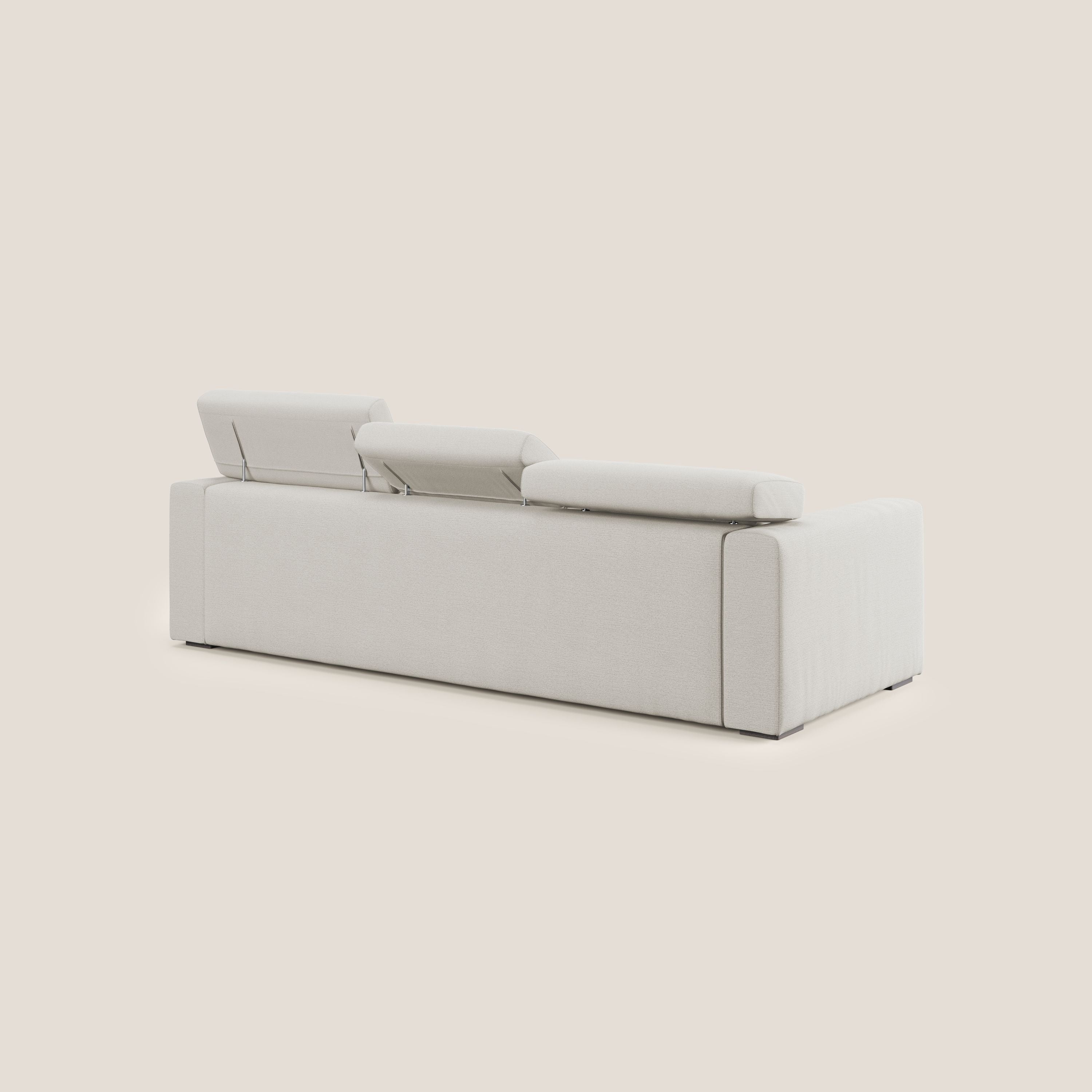Dylan canapé avec pouf extractible à 3 assises en tissu flamme effet coton impermeabile T19 crème - Image 5