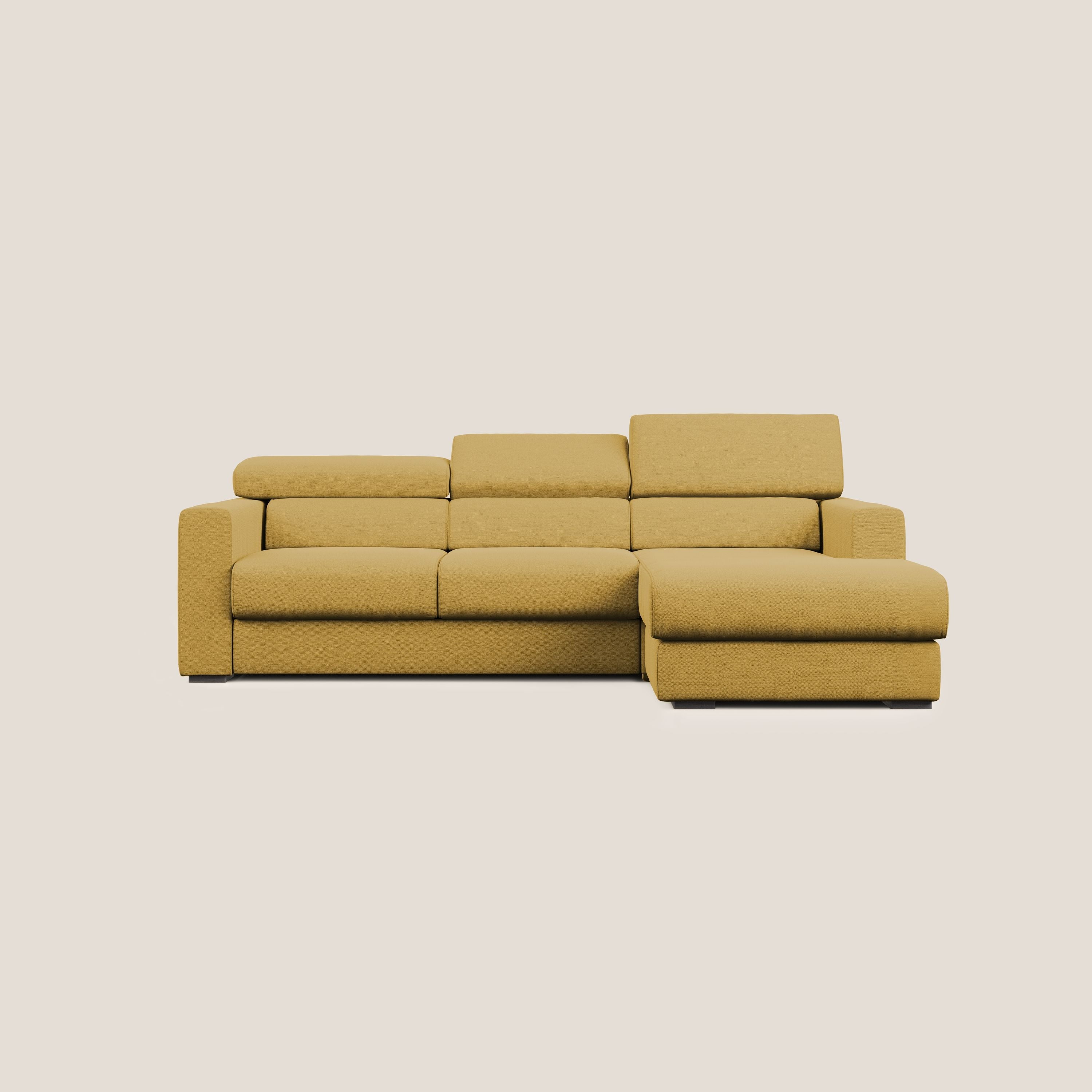 Canapé d'angle Dylan avec tiroir extractible en tissu flammé simili coton imperméable T19 jaune