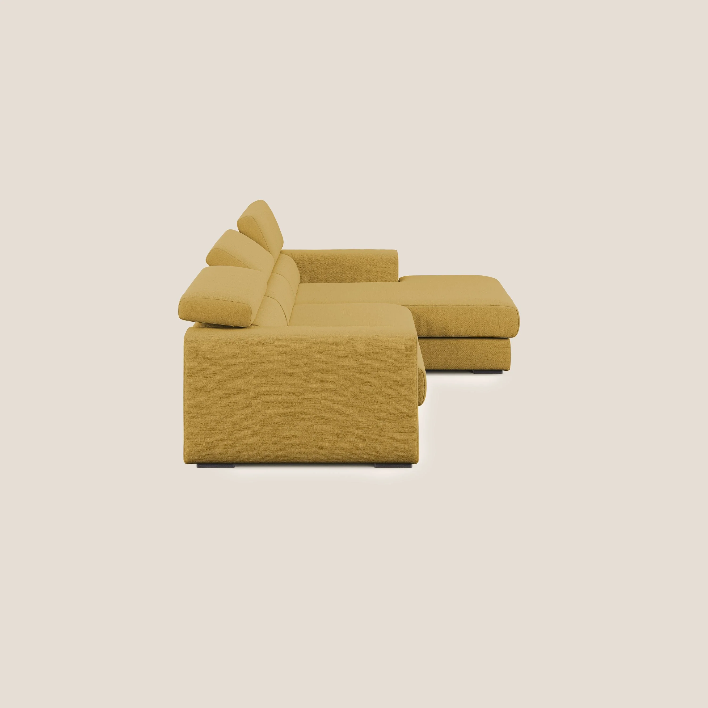 Canapé d'angle Dylan avec tiroir extractible en tissu flammé simili coton imperméable T19 jaune - Image 4