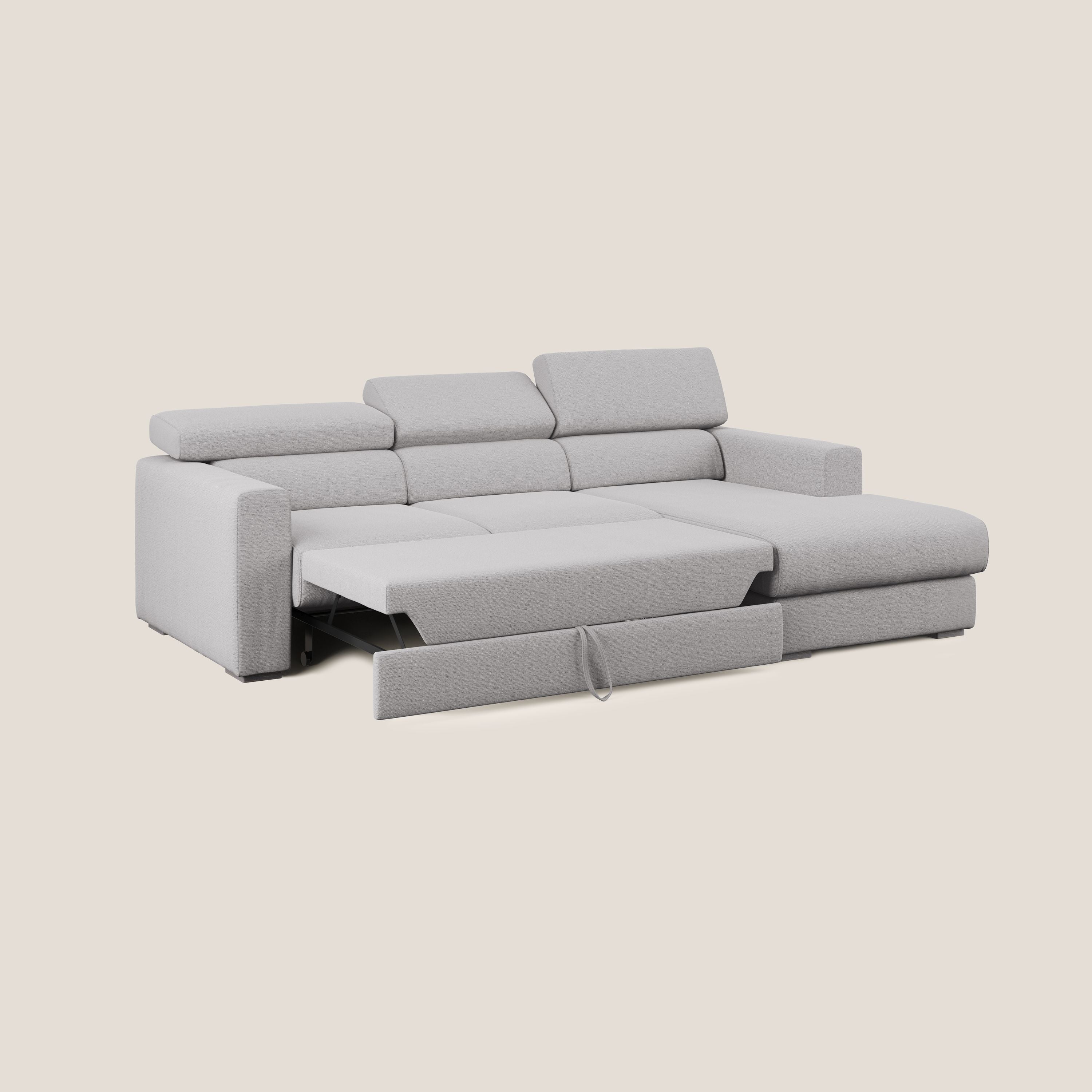 Canapé d'angle Dylan avec tiroir extractible en tissu flammé simili coton imperméable T19 gris - Image 2