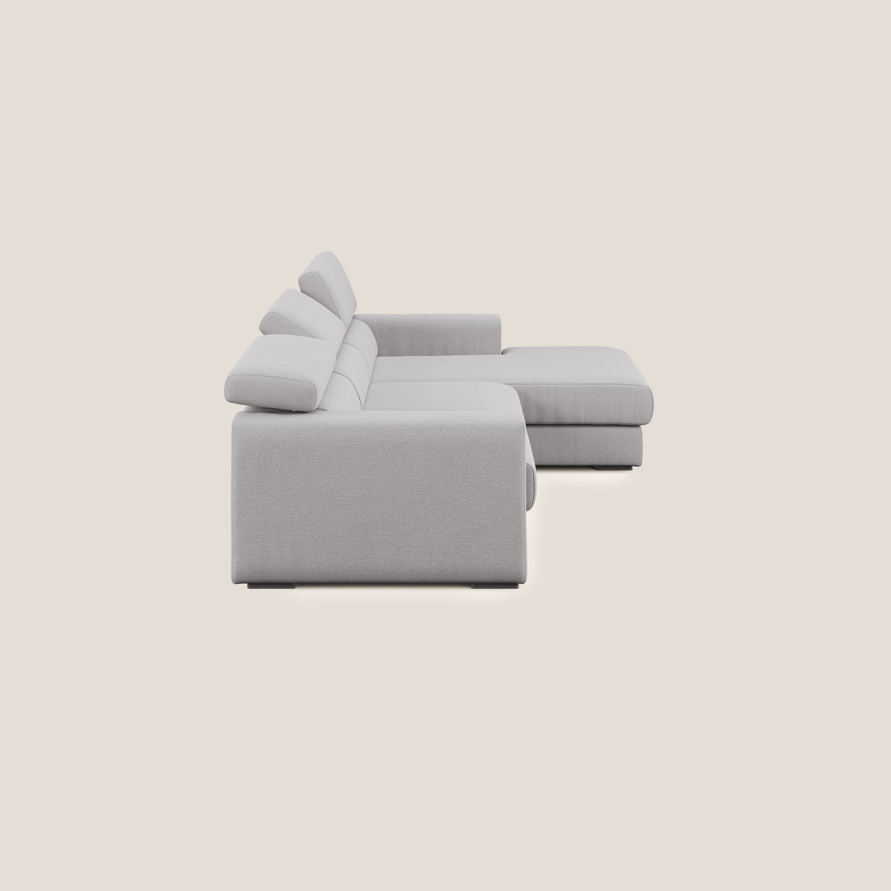 Canapé d'angle Dylan avec tiroir extractible en tissu flammé simili coton imperméable T19 gris - Image 4