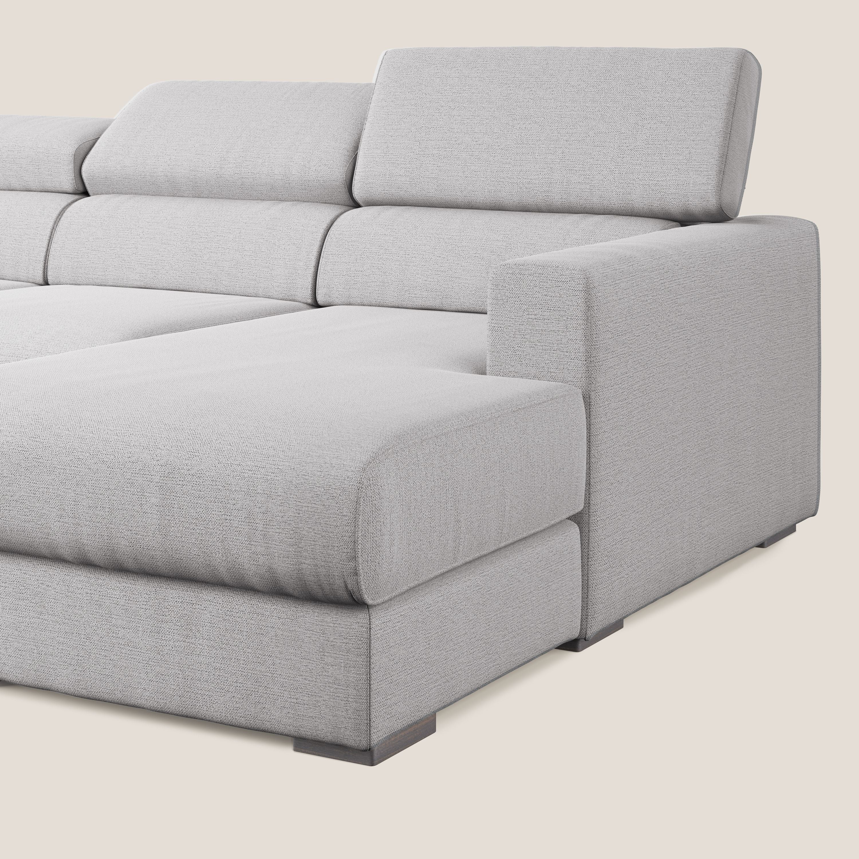 Canapé d'angle Dylan avec tiroir extractible en tissu flammé simili coton imperméable T19 gris - Image 8