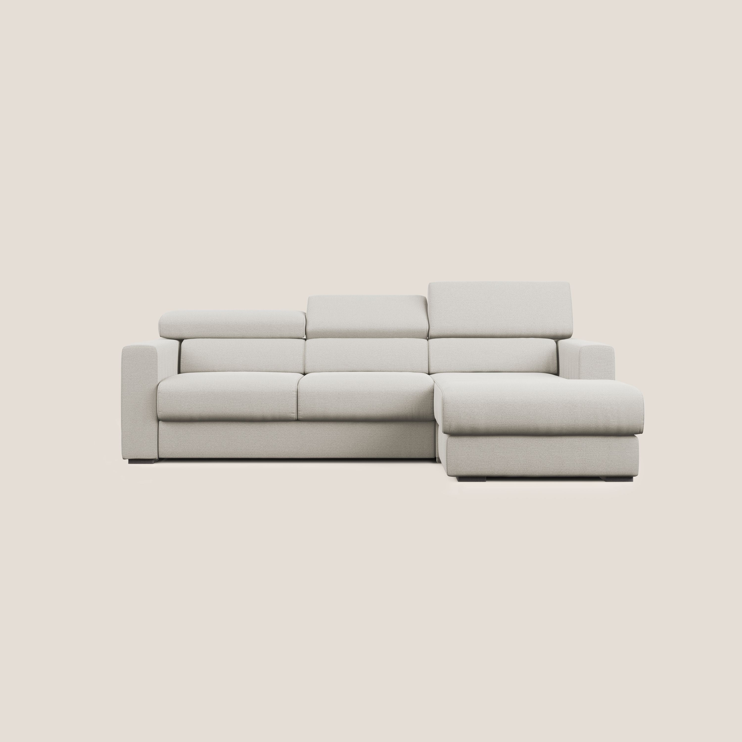 Canapé d'angle Dylan avec tiroir extractible en tissu flammé simili coton imperméable T19 crème