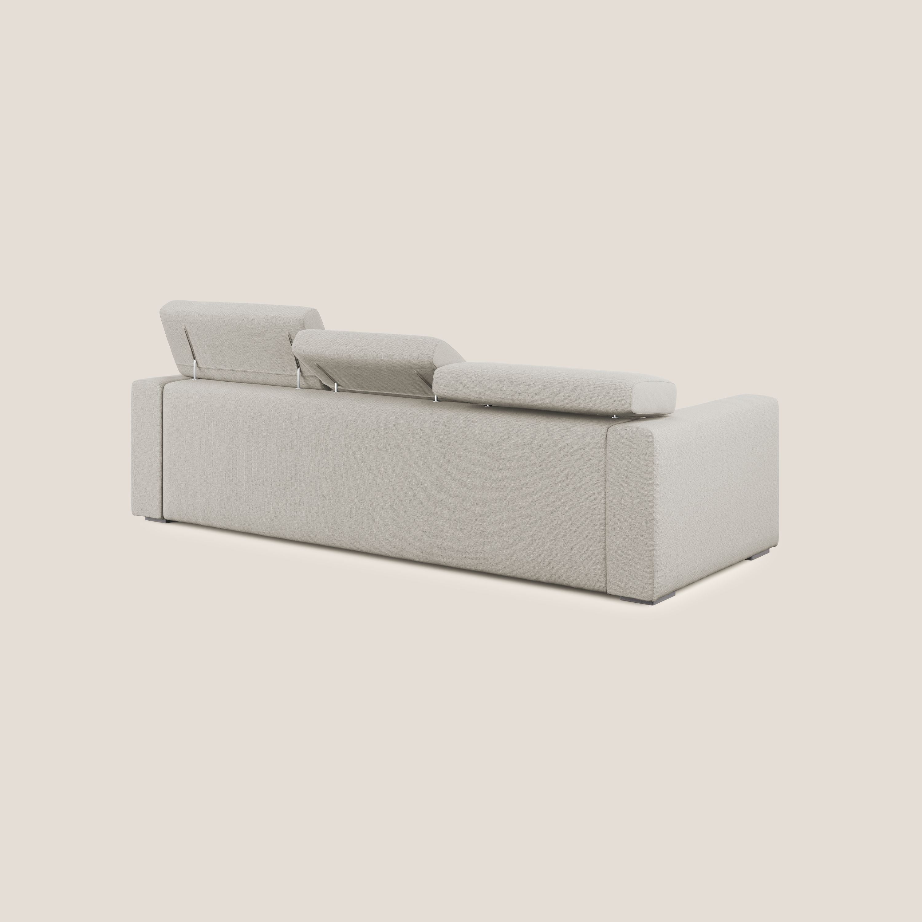 Canapé d'angle Dylan avec tiroir extractible en tissu flammé simili coton imperméable T19 crème - Image 5