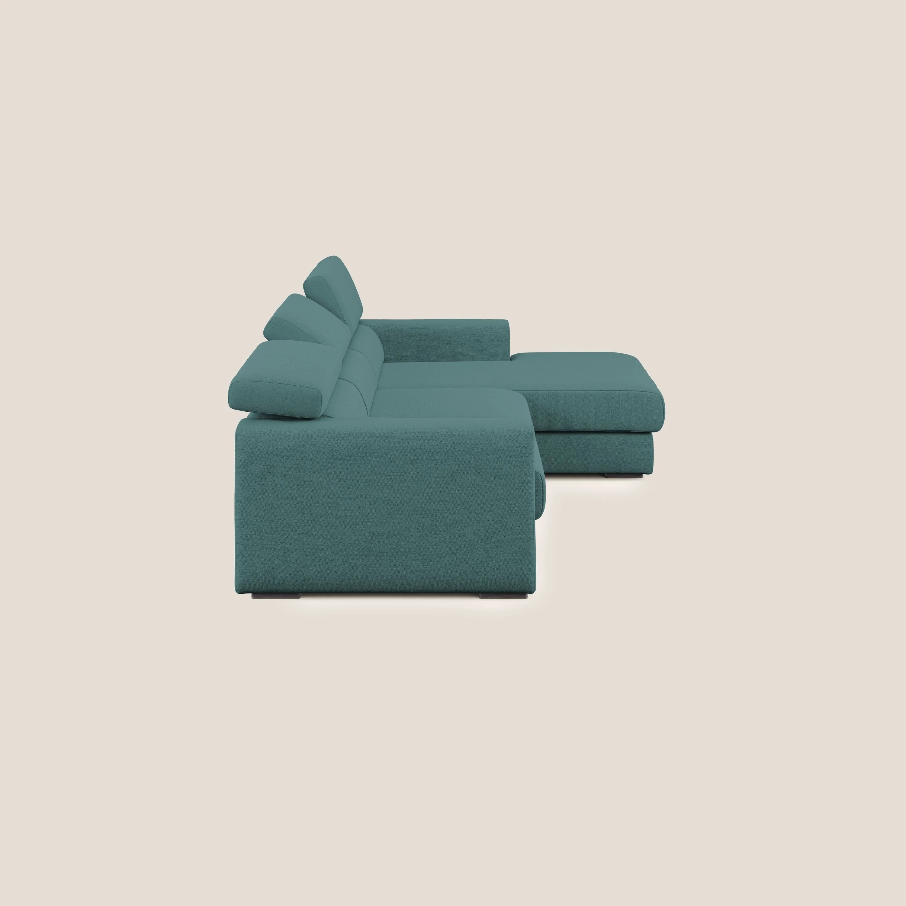 Canapé d'angle Dylan avec tiroir extractible en tissu flammé simili coton imperméable T19 bleu canard - Image 4