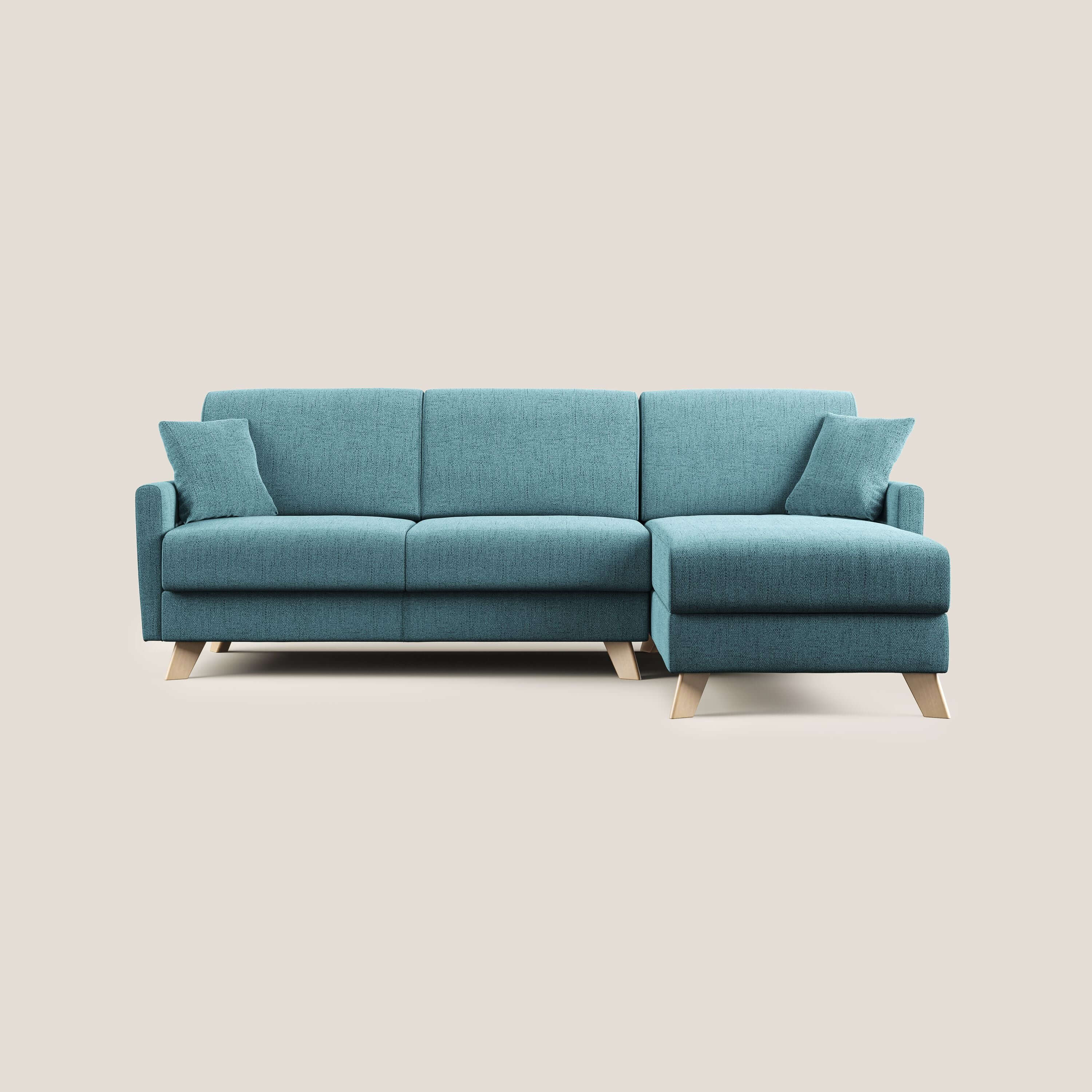 Edgar canapé d'angle convertible en tissu FELIS imperméable T03 bleu ciel