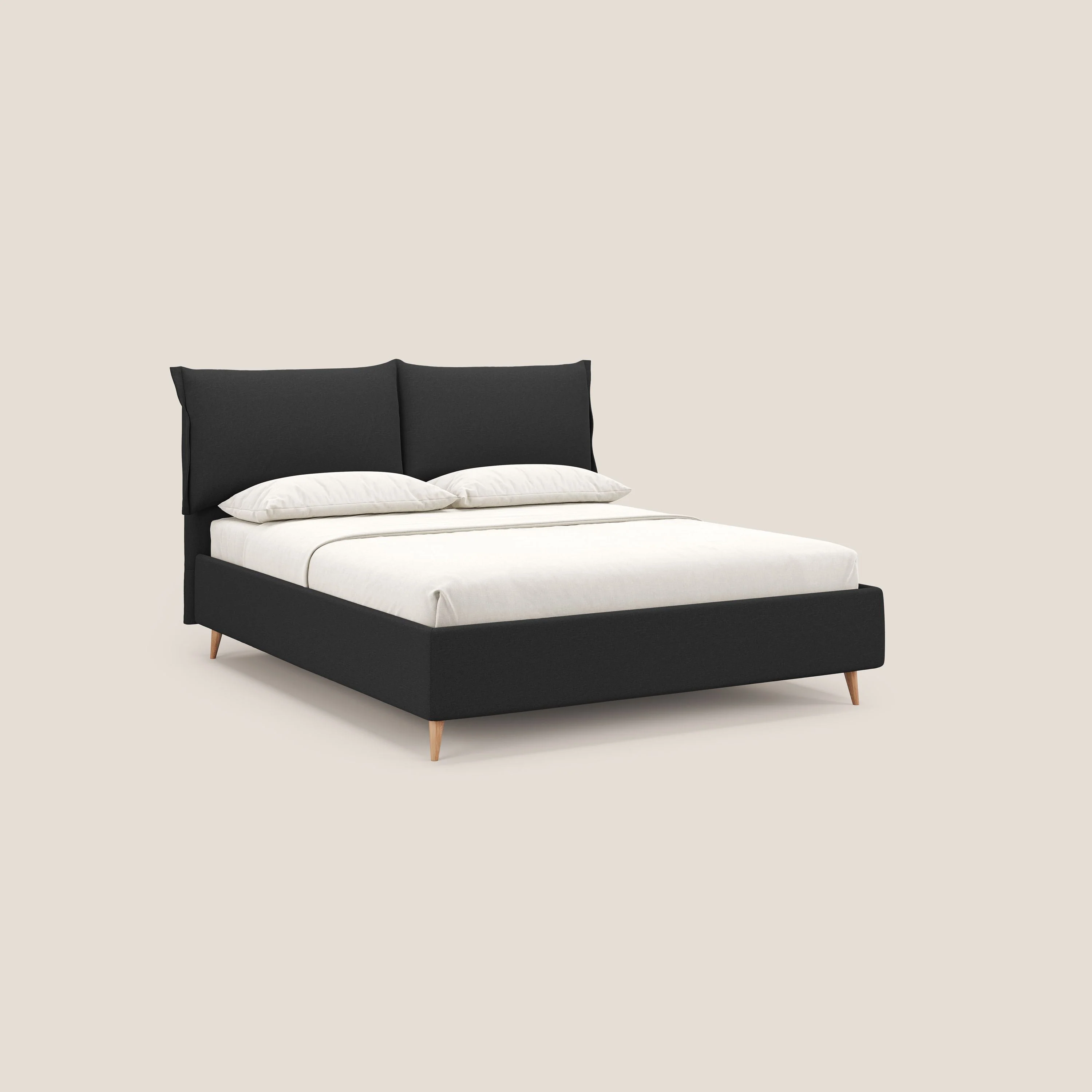 Elettra lit avec coffre de rangement dĂ©houssable avec coussins tĂȘte de lit en tissu impermĂ©able T13 anthracite
