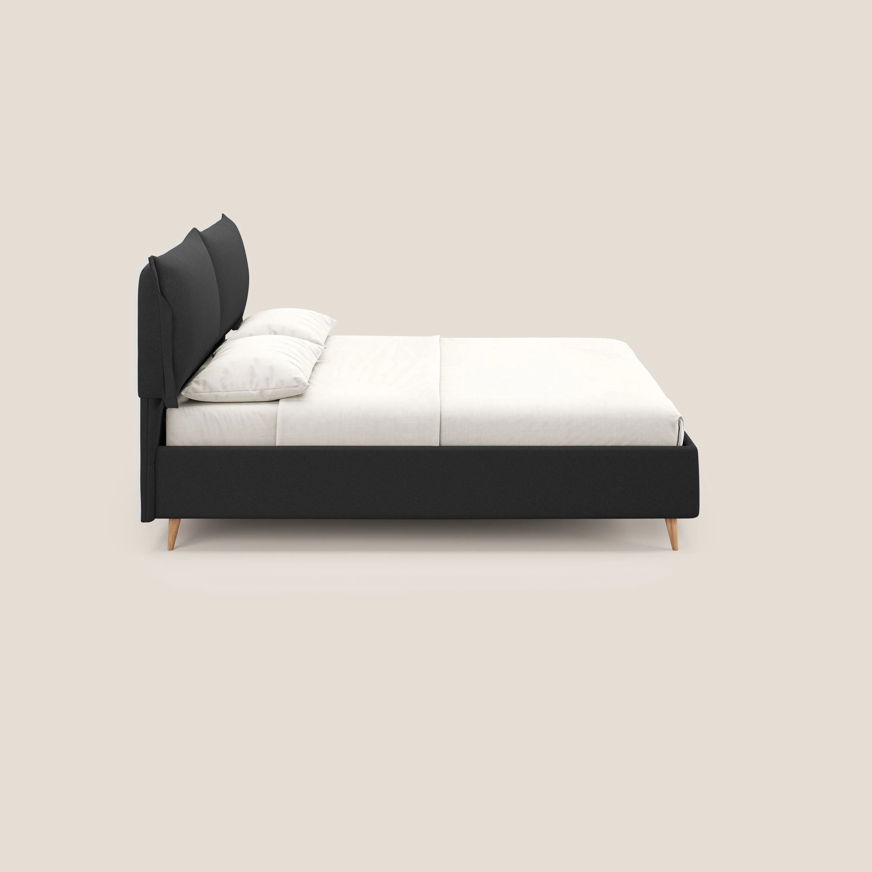 Elettra lit avec coffre de rangement dĂ©houssable avec coussins tĂȘte de lit en tissu impermĂ©able T13 anthracite - Image 4