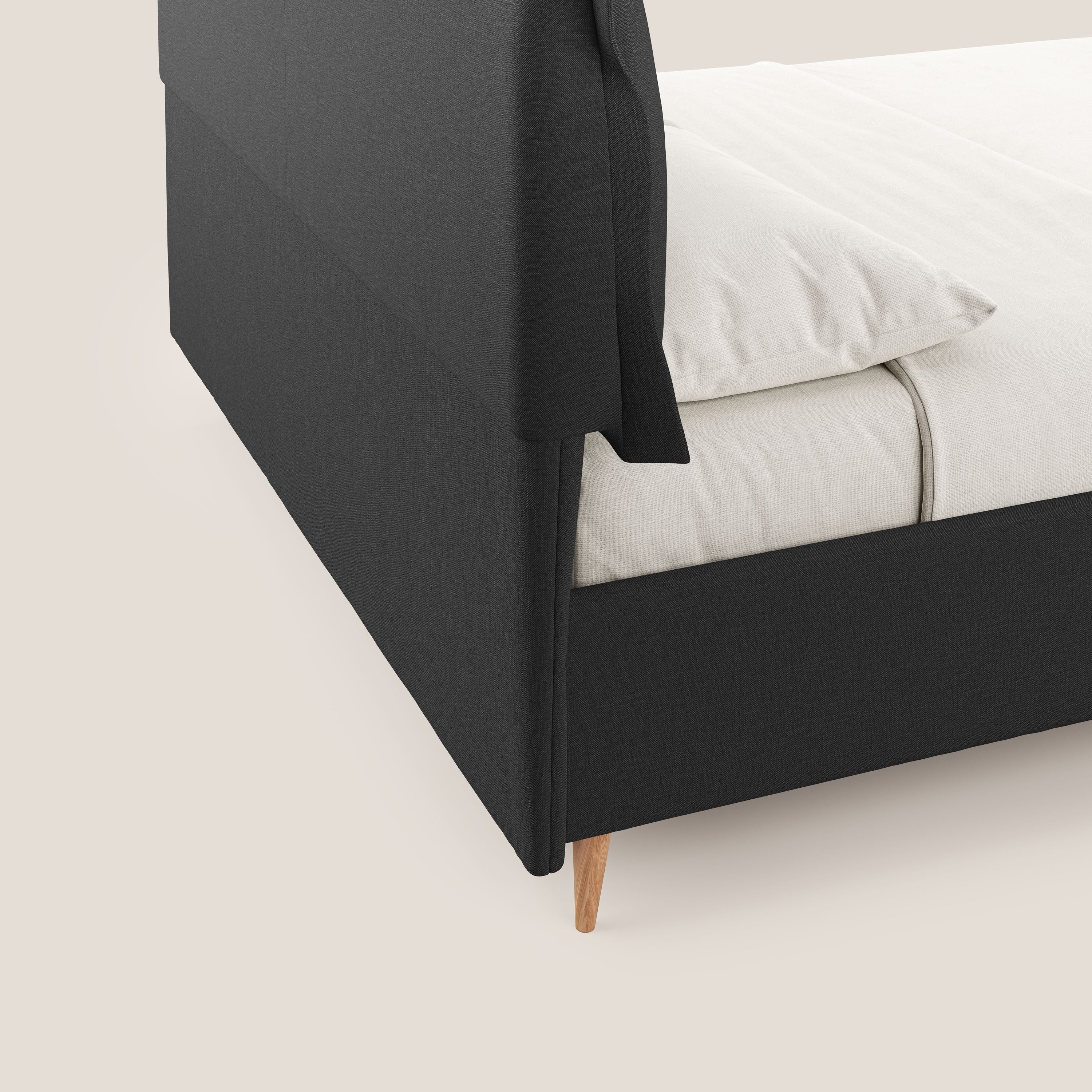 Elettra lit avec coffre de rangement dĂ©houssable avec coussins tĂȘte de lit en tissu impermĂ©able T13 anthracite - Image 7