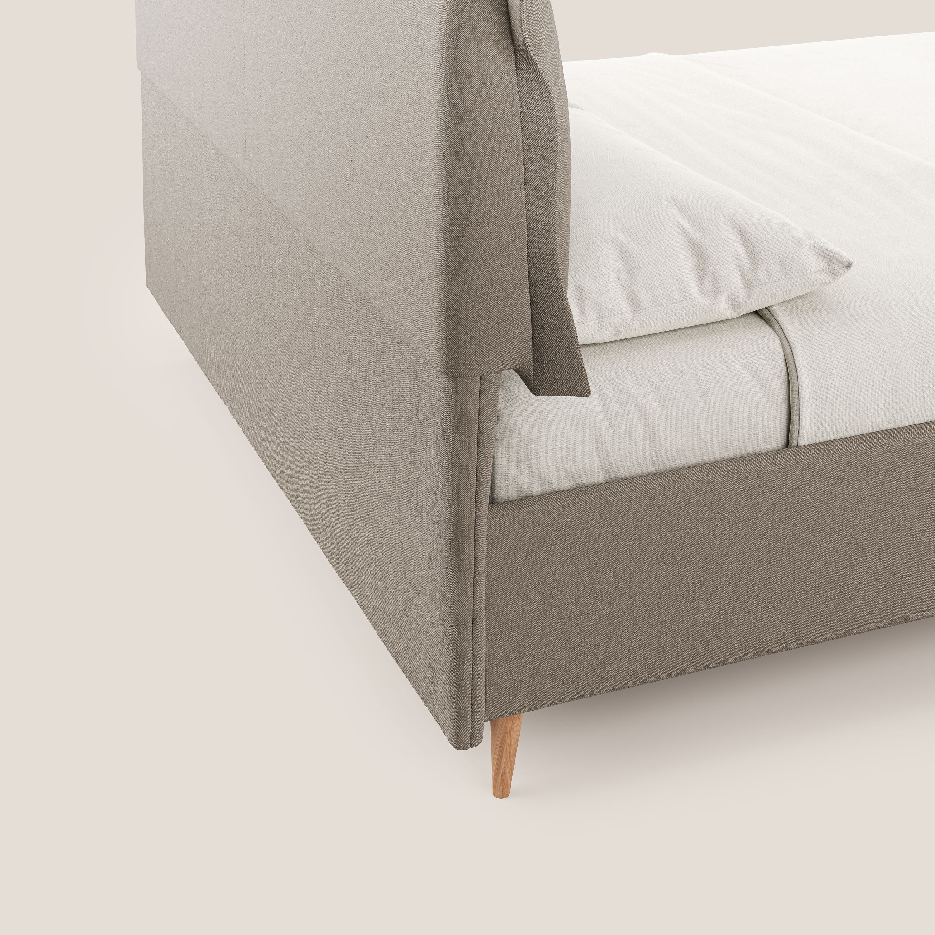 Elettra lit avec coffre de rangement déhoussable avec coussins tête de lit en tissu imperméable T13 beige - Image 7