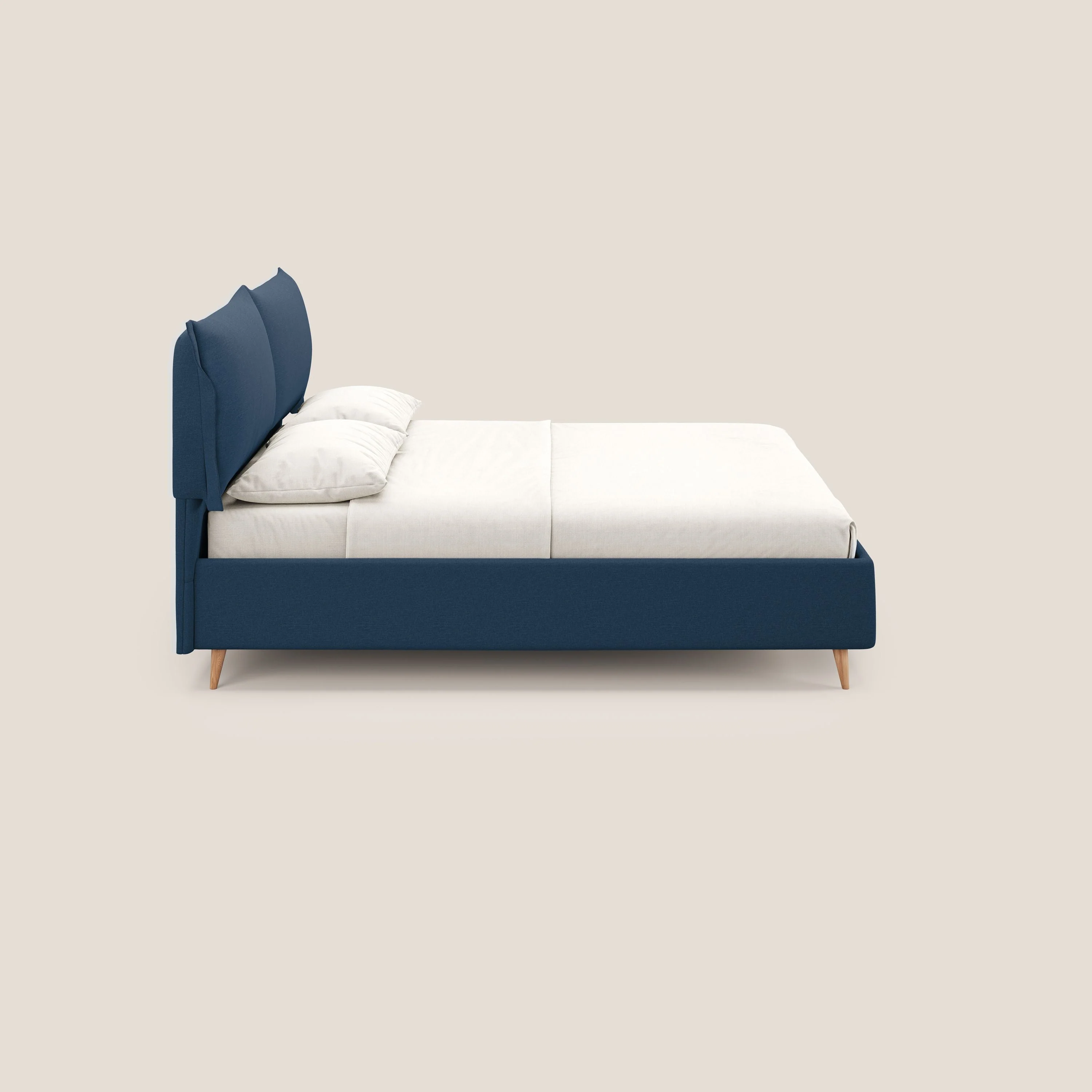 Elettra lit avec coffre de rangement déhoussable avec coussins tête de lit en tissu imperméable T13 bleu - Image 4