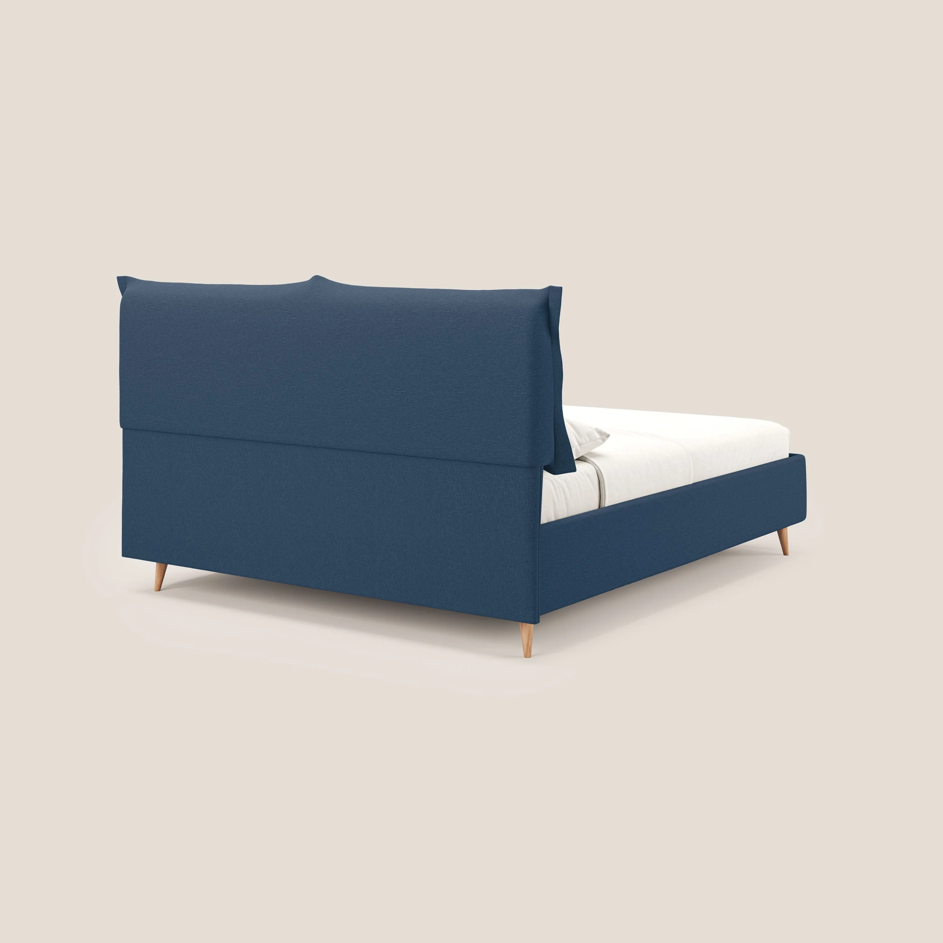 Elettra lit avec coffre de rangement déhoussable avec coussins tête de lit en tissu imperméable T13 bleu - Image 5
