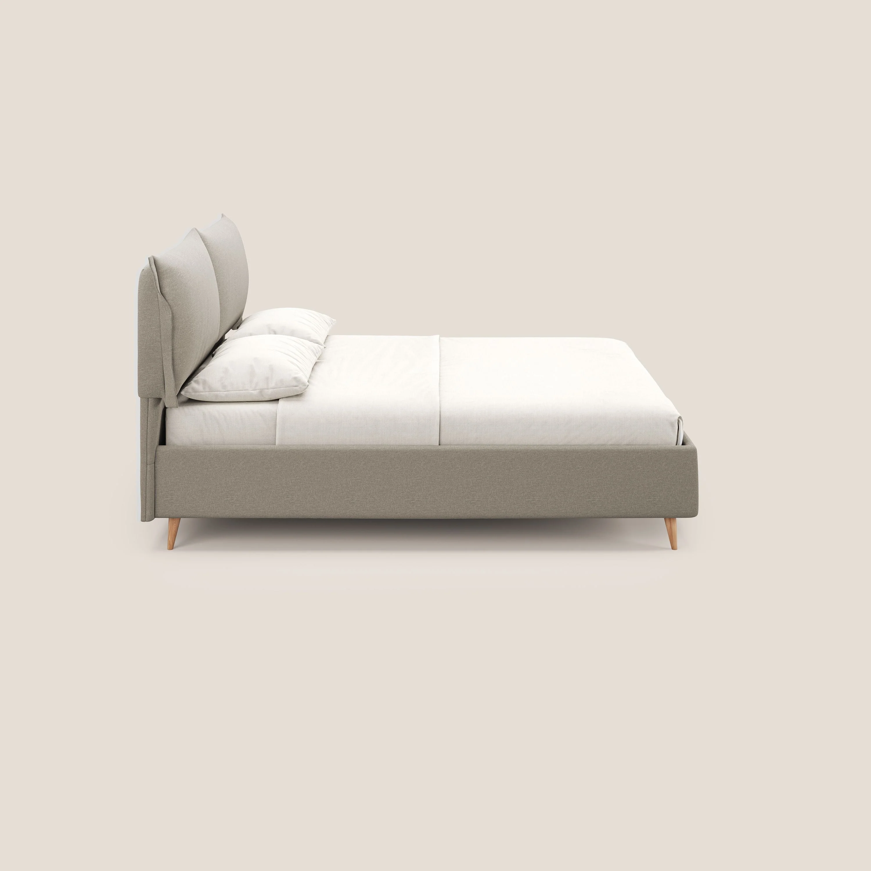 Elettra lit avec coffre de rangement déhoussable avec coussins tête de lit en tissu imperméable T13 crème - Image 4
