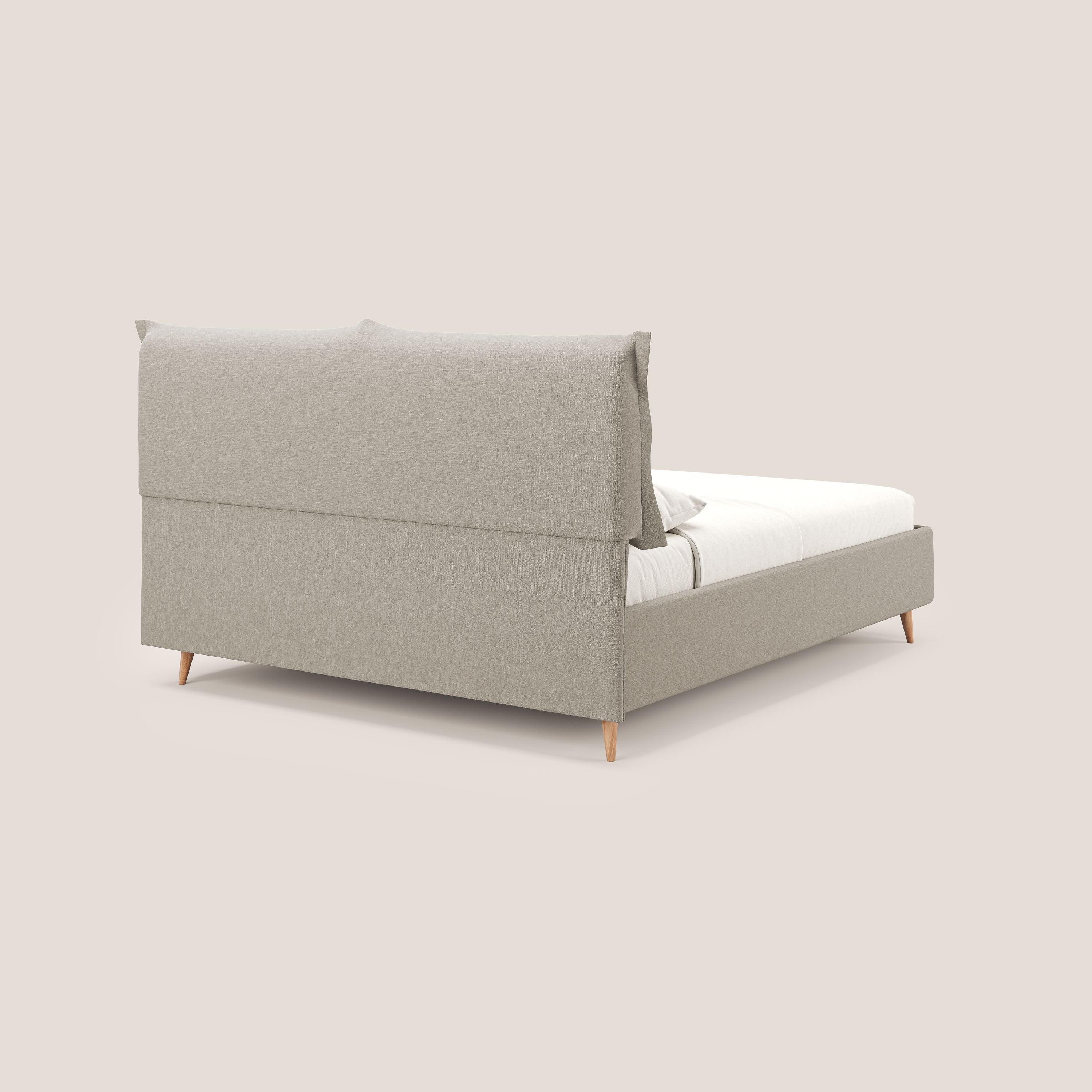 Elettra lit avec coffre de rangement déhoussable avec coussins tête de lit en tissu imperméable T13 crème - Image 5