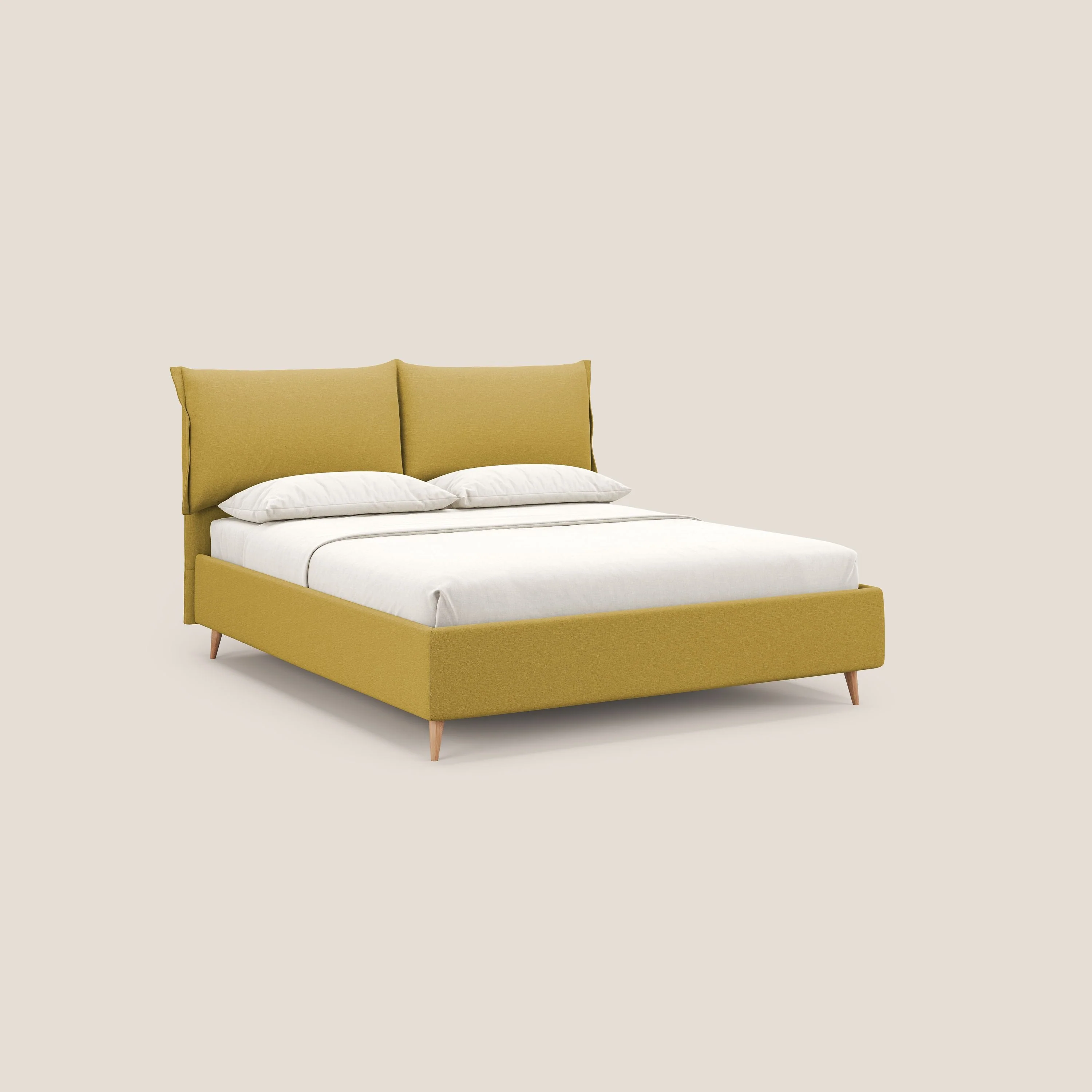 Elettra lit avec coffre de rangement déhoussable avec coussins tête de lit en tissu imperméable T13 jaune
