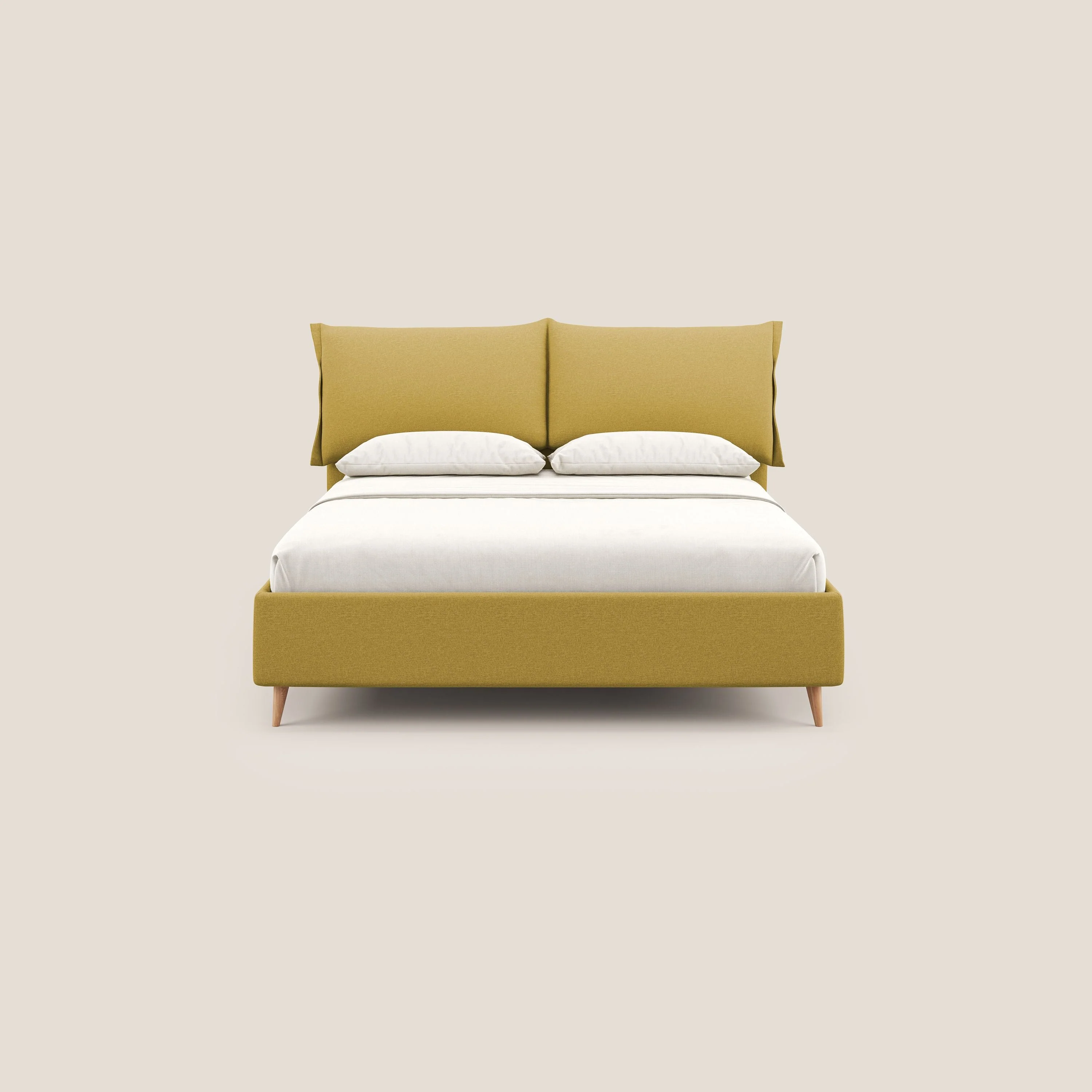 Elettra lit avec coffre de rangement déhoussable avec coussins tête de lit en tissu imperméable T13 jaune - Image 4