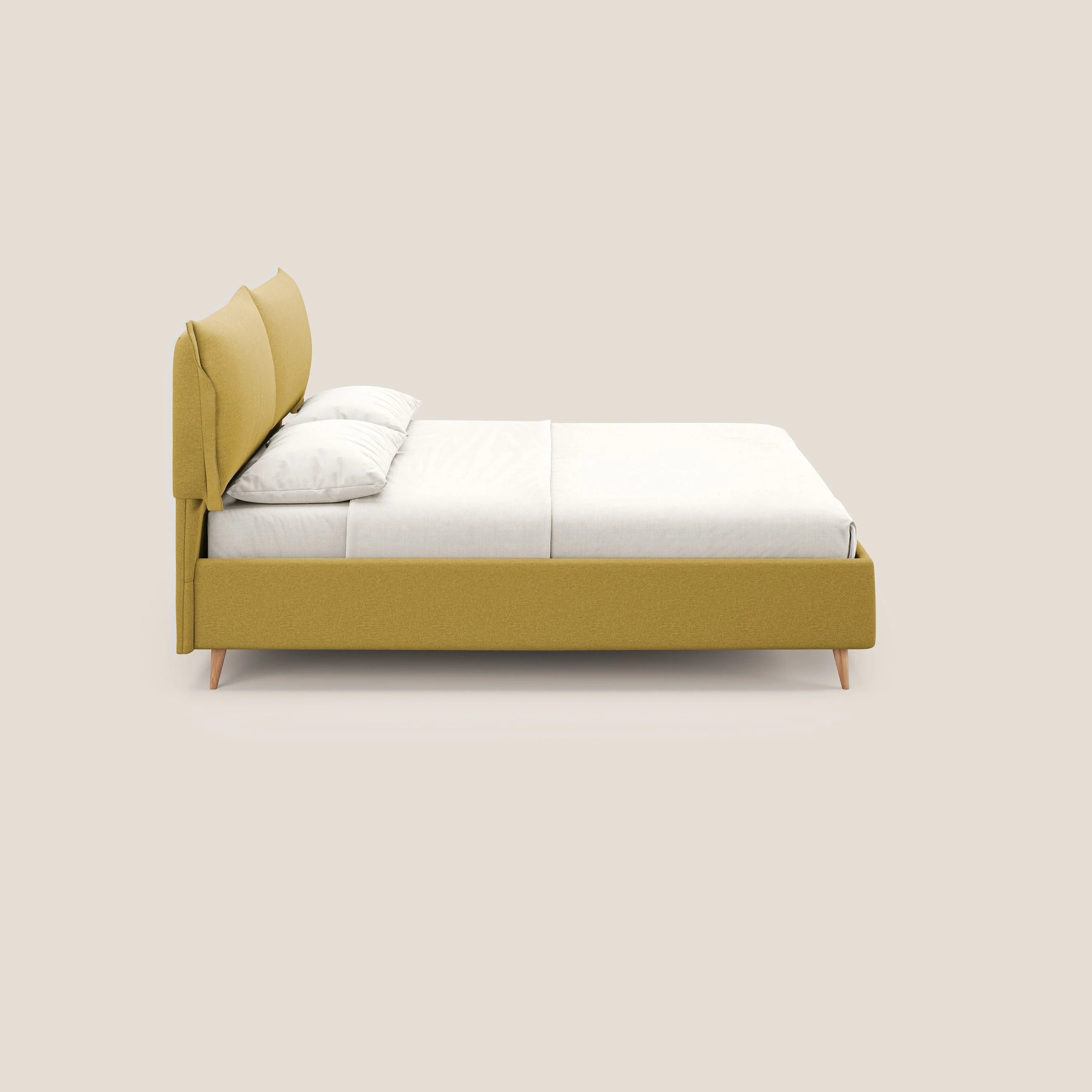 Elettra lit avec coffre de rangement déhoussable avec coussins tête de lit en tissu imperméable T13 jaune - Image 5