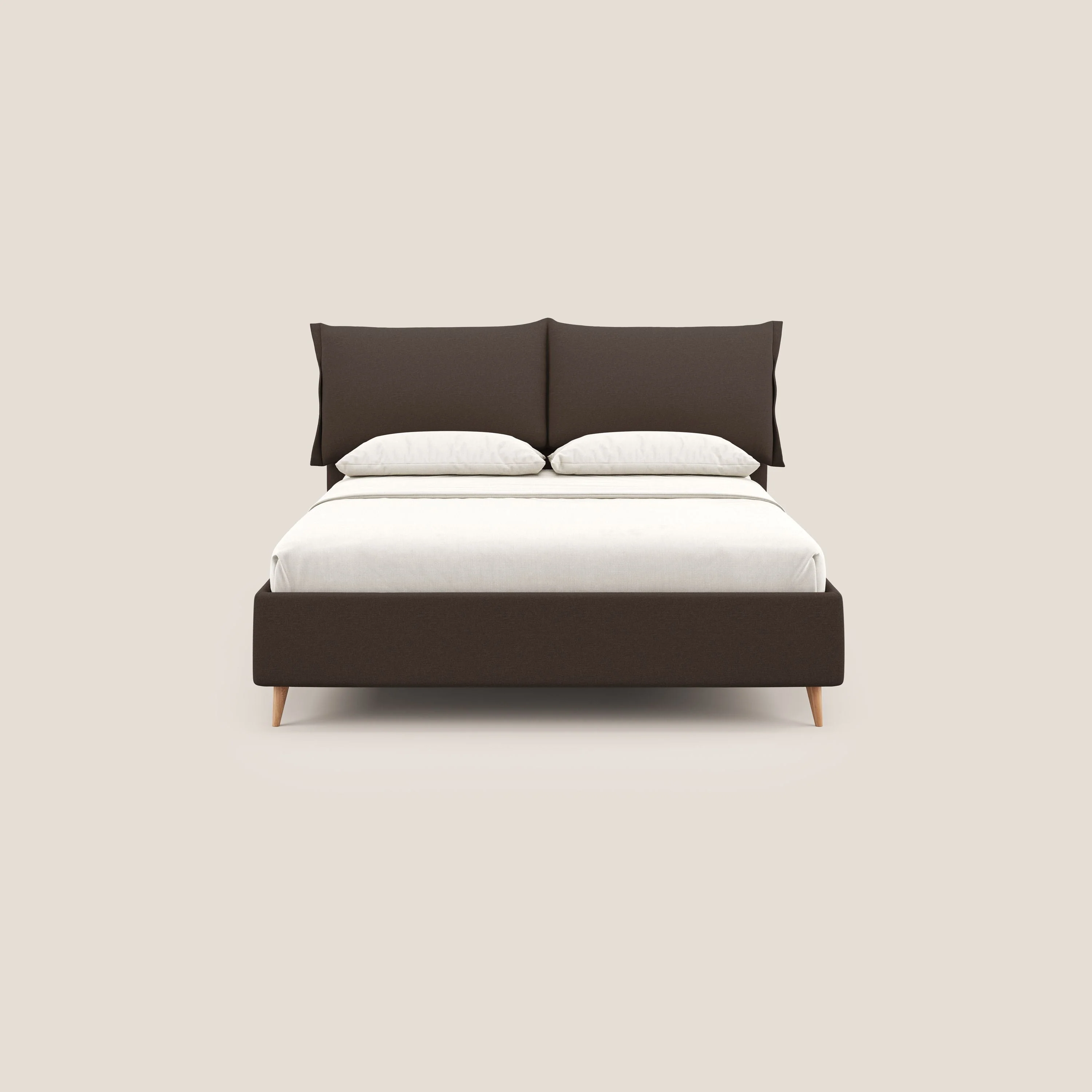 Elettra lit avec coffre de rangement dĂ©houssable avec coussins tĂȘte de lit en tissu impermĂ©able T13 marron - Image 3