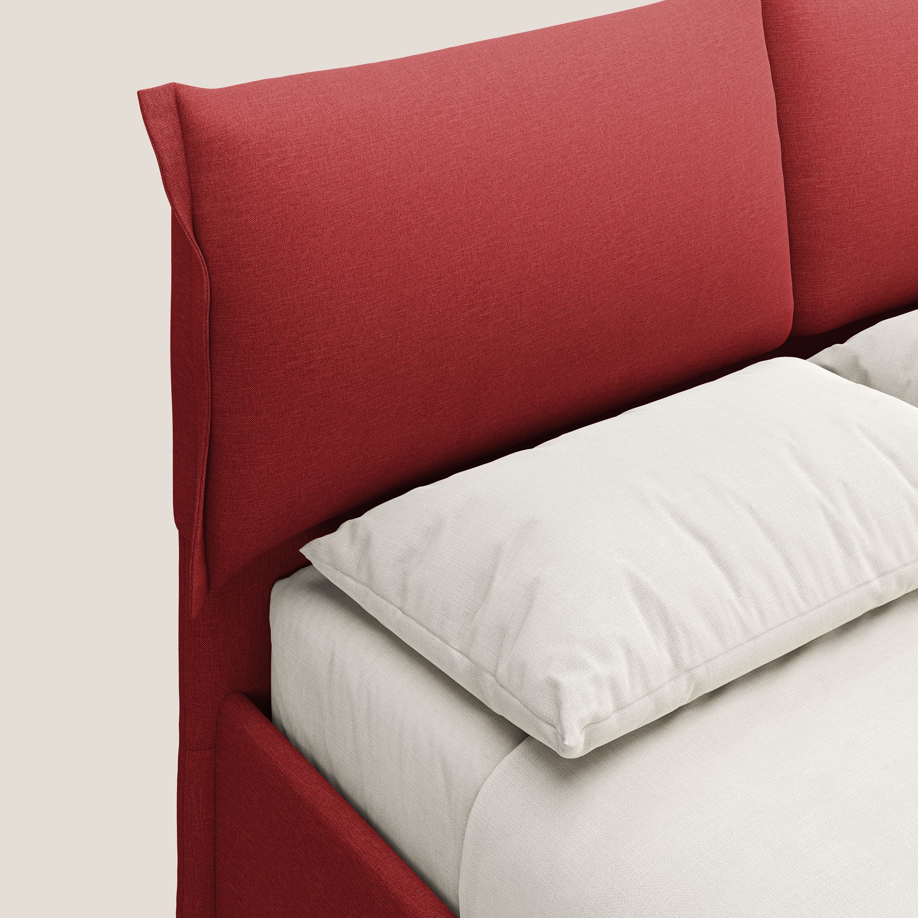 Elettra lit avec coffre de rangement dĂ©houssable avec coussins tĂȘte de lit en tissu impermĂ©able T13 rouge - Image 6