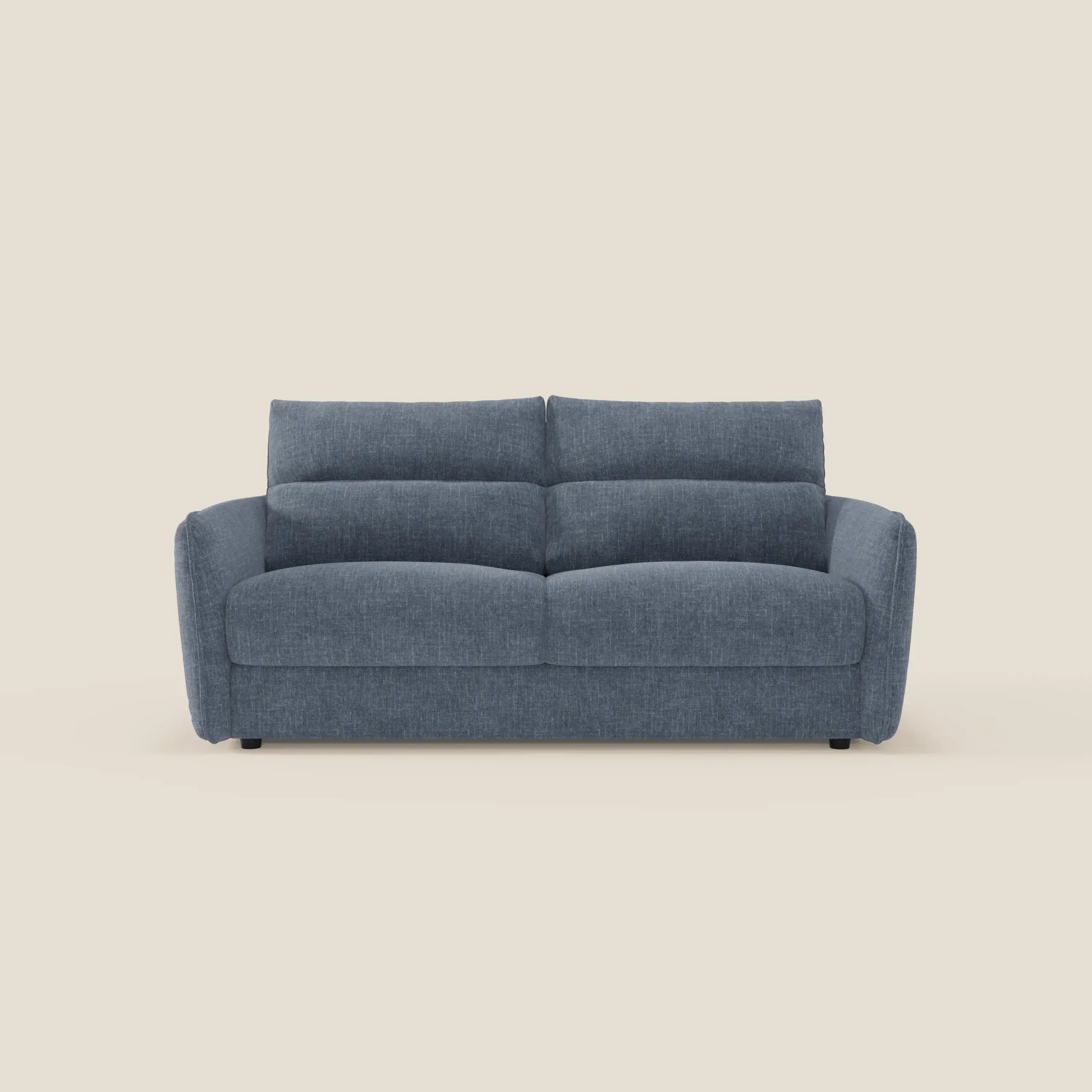Elios Canapé convertible avec coussins de dossier souples en tissu détachable T24 bleu ardoise