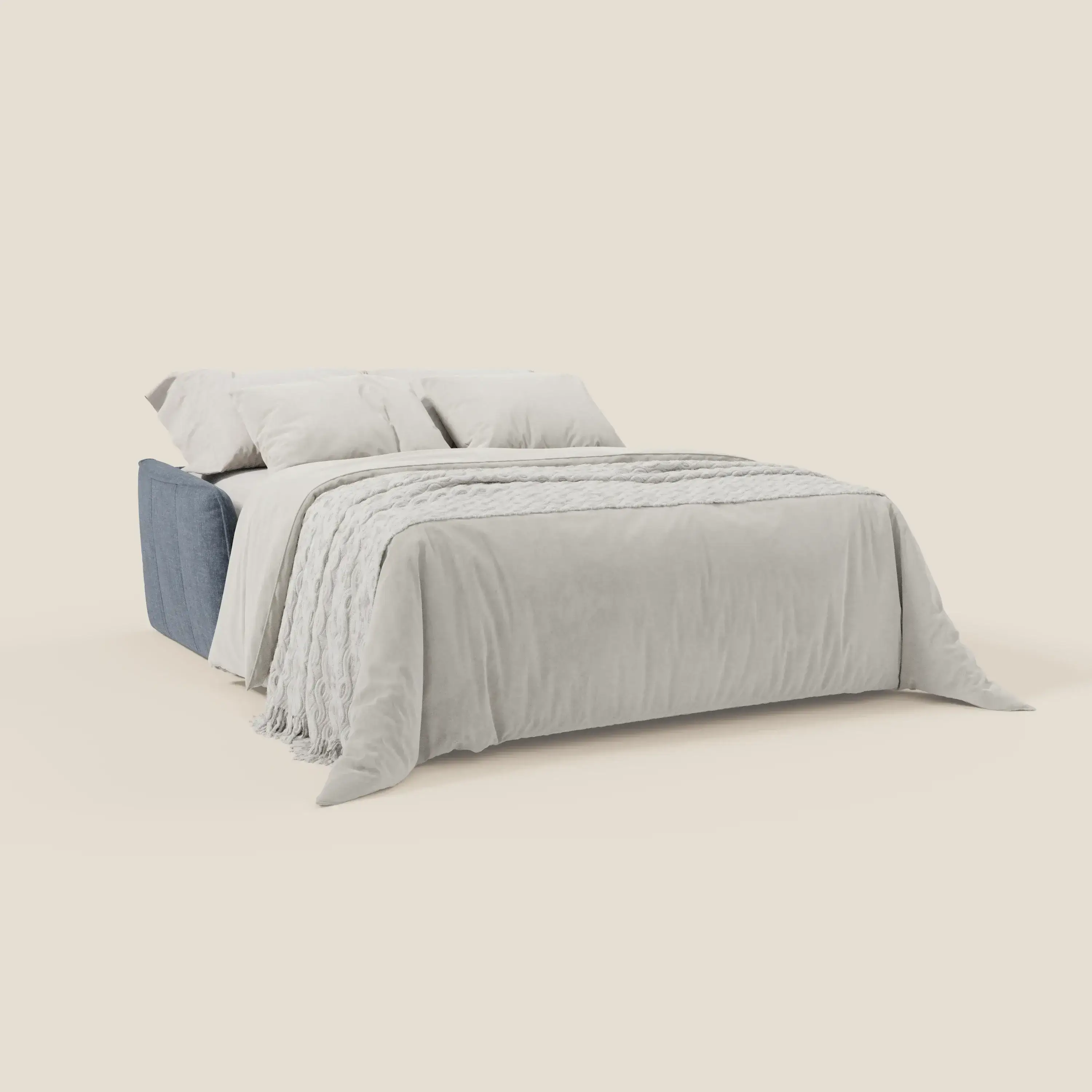 Elios Canapé convertible avec coussins de dossier souples en tissu détachable T24 bleu ardoise - Image 2