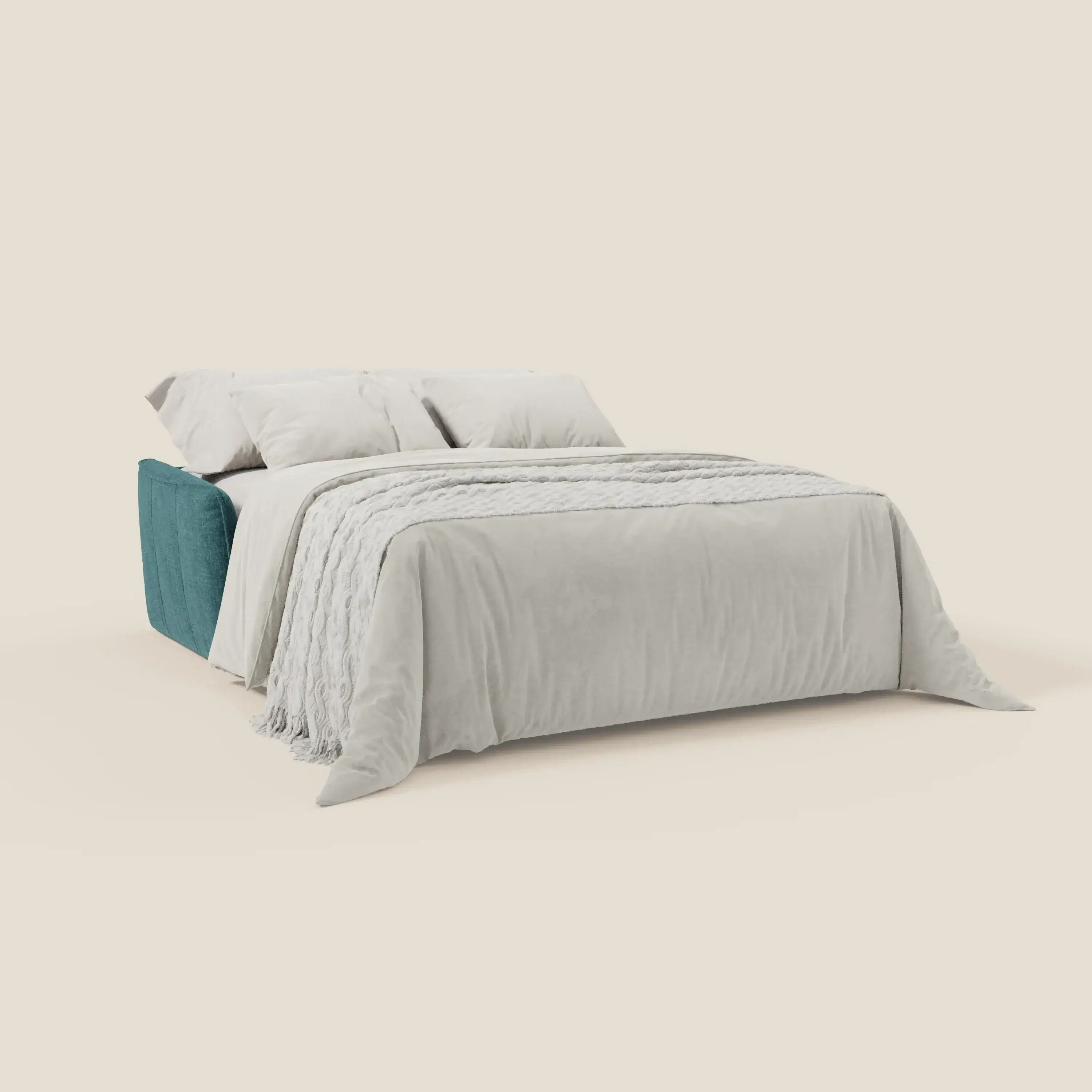 Elios Canapé convertible avec coussins de dossier souples en tissu détachable T24 bleu canard - Image 2