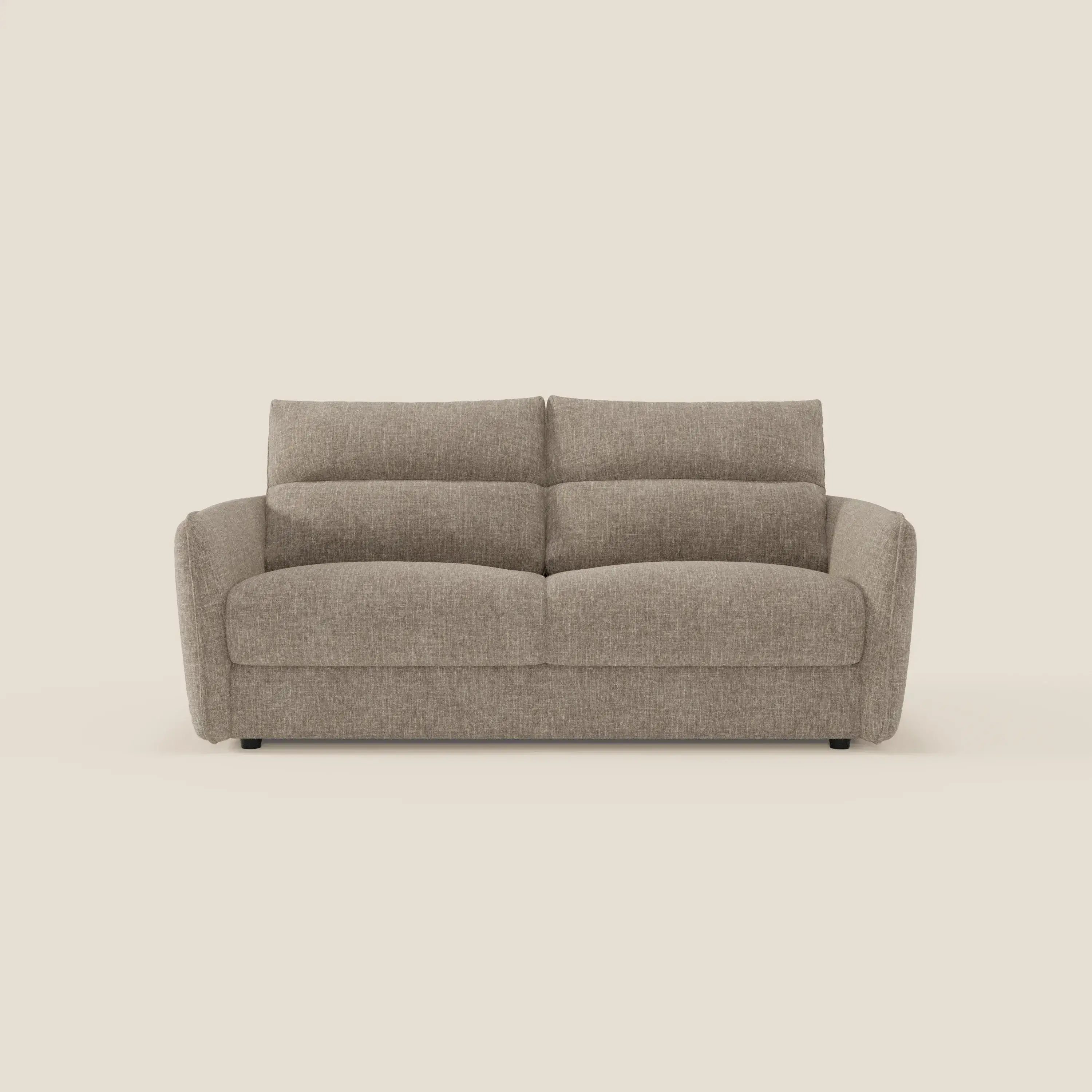 Elios Canapé convertible avec coussins de dossier souples en tissu détachable T24 brun taupe
