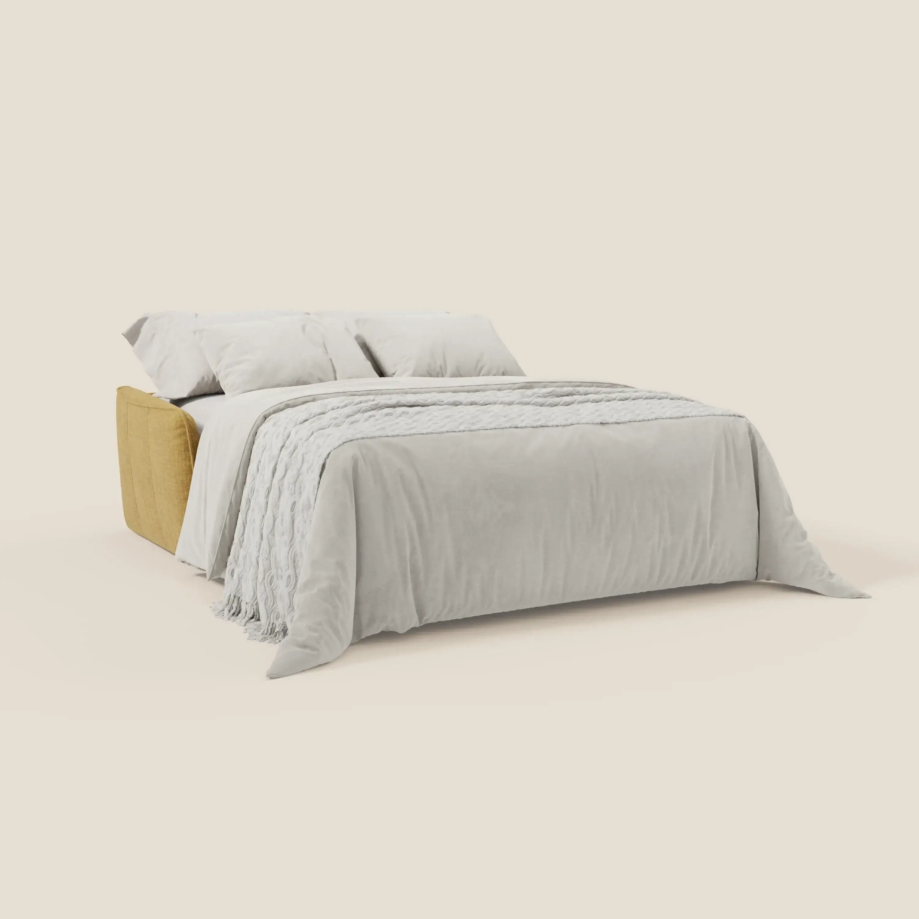 Elios Canapé convertible avec coussins de dossier souples en tissu détachable T24 jaune - Image 2