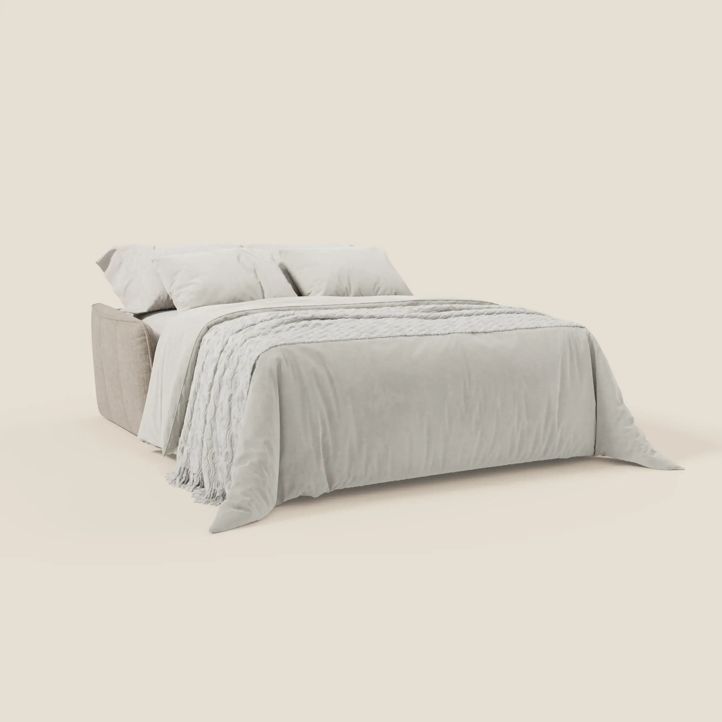 Elios Canapé convertible avec coussins de dossier souples en tissu détachable T24 lin clair - Image 2